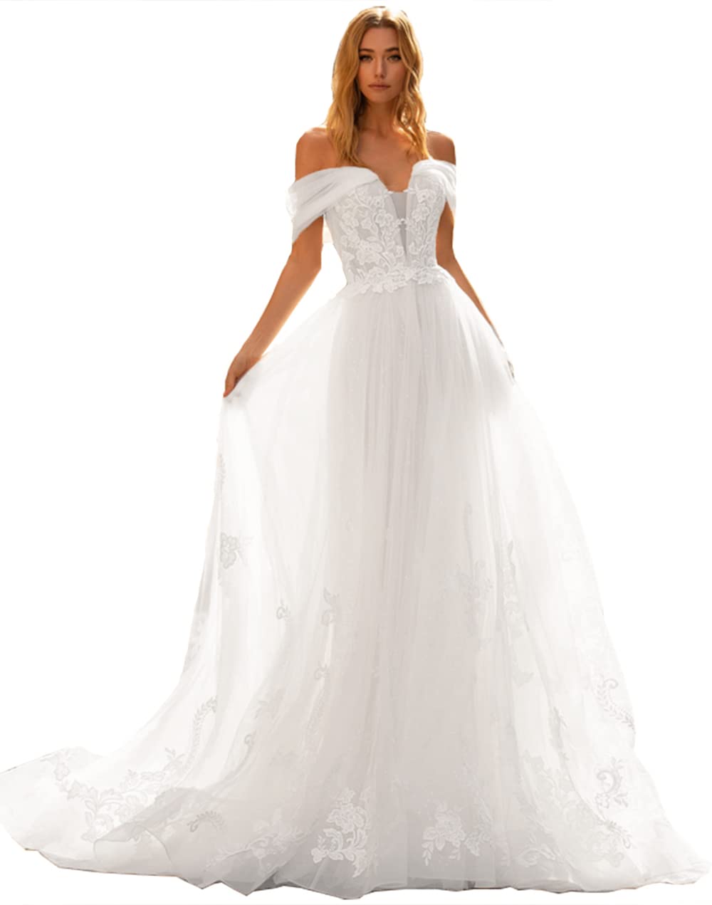 Elegant White Lace Wedding Dresses for Women 2023 – Ball Gown Bridal Gowns for Church, Beach & Formal Weddings