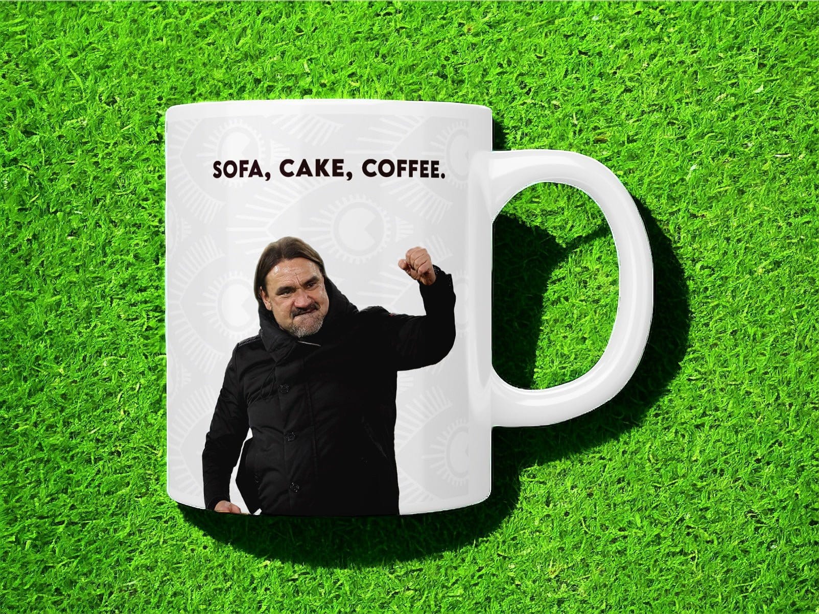 Daniel Farke 'Sofa, Cake, Coffee' Leeds United Ceramic Coffee Mug - Perfect for Football Fans, Office Use & Home Decor