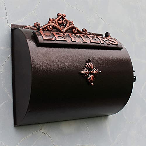 Wall Mount Mailbox Outdoor - Locking Cast Aluminum Mailbox with Key, Antique Copper Finish, 13×5×12.8 Inches - Weatherproof & Durable for Homes, Apartments & Offices