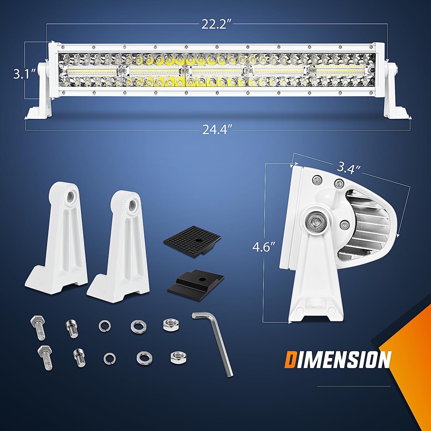 22 Inch 480W LED Light Bar - Spot Flood Combo with White Housing - Perfect for Off-Road Trucks, ATVs, Boats & Emergency Vehicles