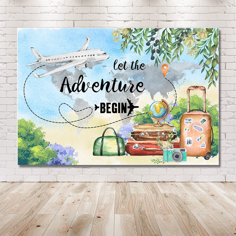 MEHOFOND 10x7ft Baby Shower Backdrop - Adventure Awaits Camper Theme Party Decor for Baby Showers, Birthdays & Weddings | Photography Background & Photo Booth Props | Perfect for Outdoor, Travel & Rustic Celebrations