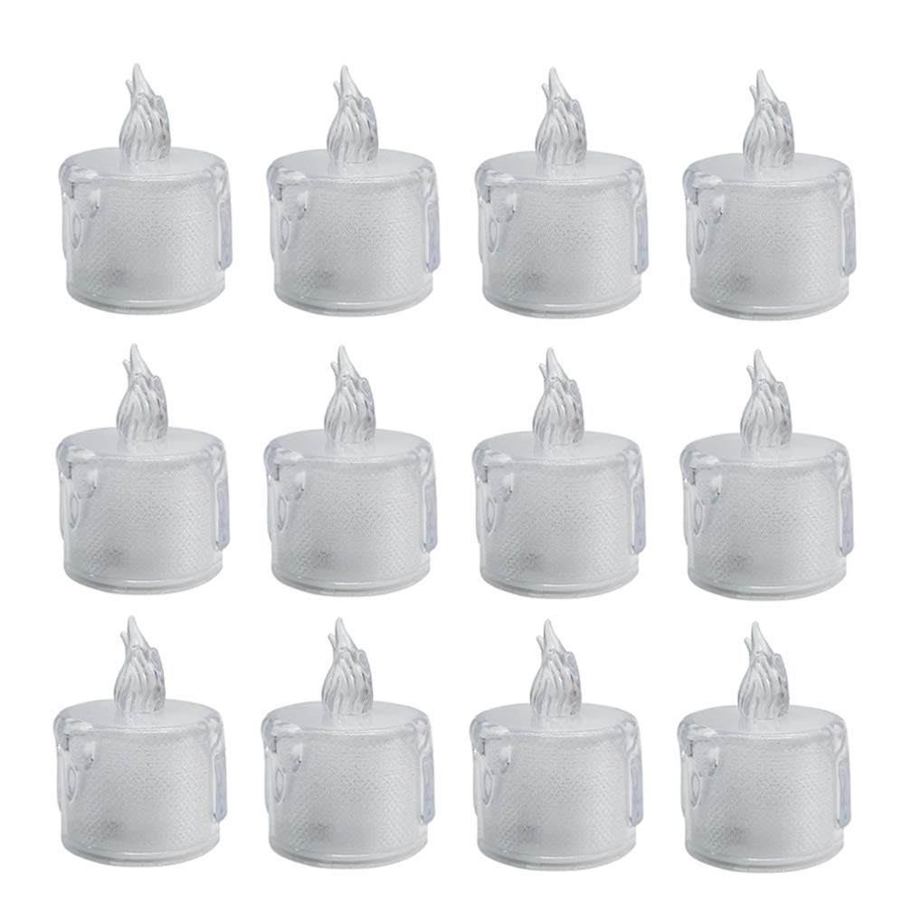 Garneck 12Pcs LED Electronic Candles - Halloween Decorative Lights, Plastic Candle-Shaped Lamps with White LED for Home Decor, Party, Wedding & Holiday Displays