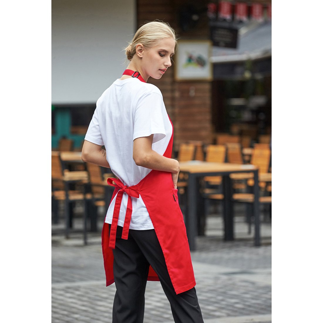 Adjustable Kitchen Bib Apron with 2 Pockets for Men & Women - Red | Cooking, Grilling, Baking & BBQ Protective Apron for Home & Professional Chefs