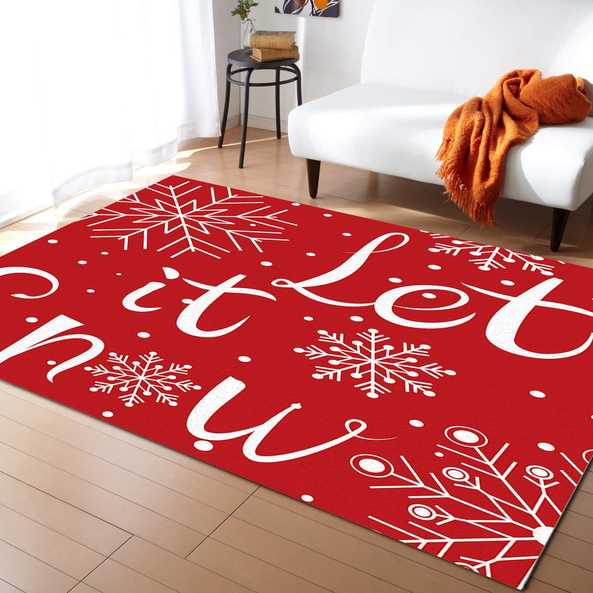 Let It Snow Winter Snowflake Area Rugs 2x3ft - Non-Slip Christmas Decor Rug for Bedroom, Living Room, Hallway, Nursery | Indoor/Outdoor Holiday Home Decoration (Perfect for Cozy Winter Décor & Festive Gatherings)
