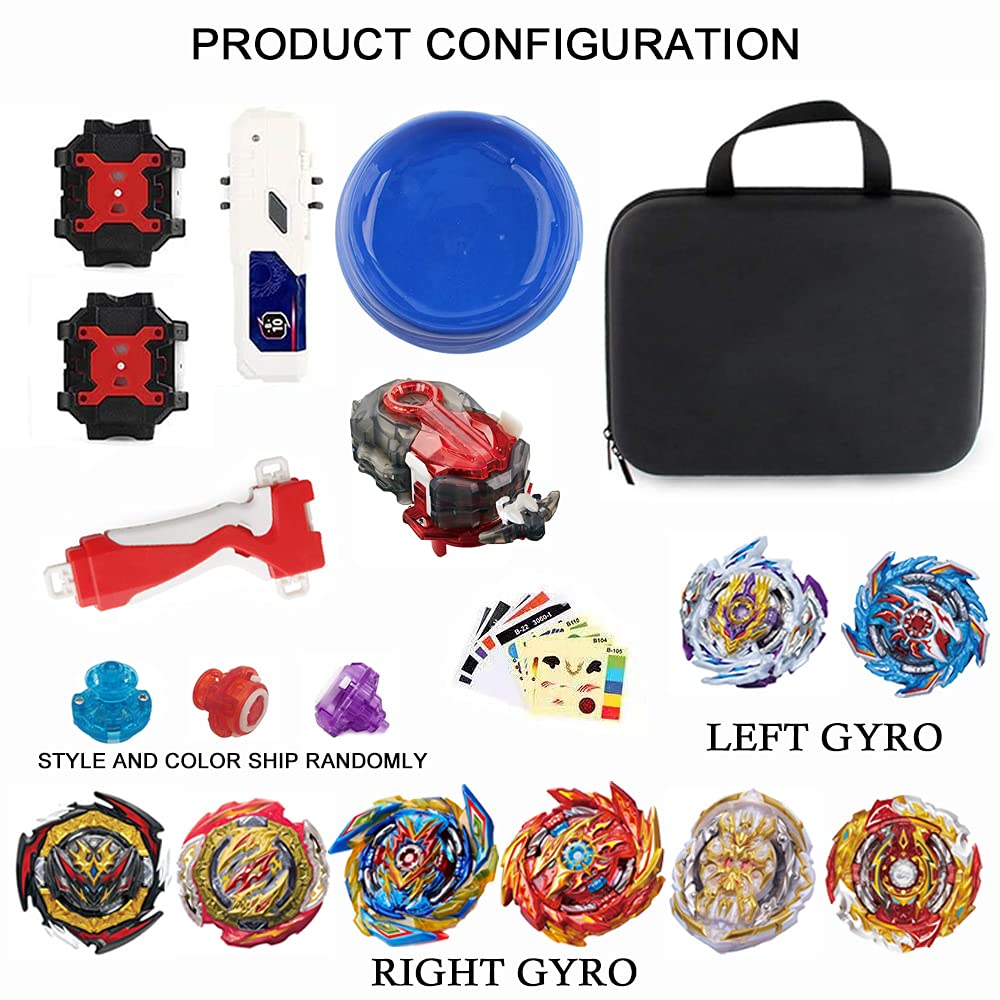 Beyblade Burst Metal Fusion Battle Top Set - 8 Gyro Attack Tops, 3 Two-Way Launchers & Arena for Epic Battles | Perfect Birthday Gift for Boys & Kids Ages 6-8+ | Includes Storage Box & 2 Handles | Great for Competitive Play & Indoor Games