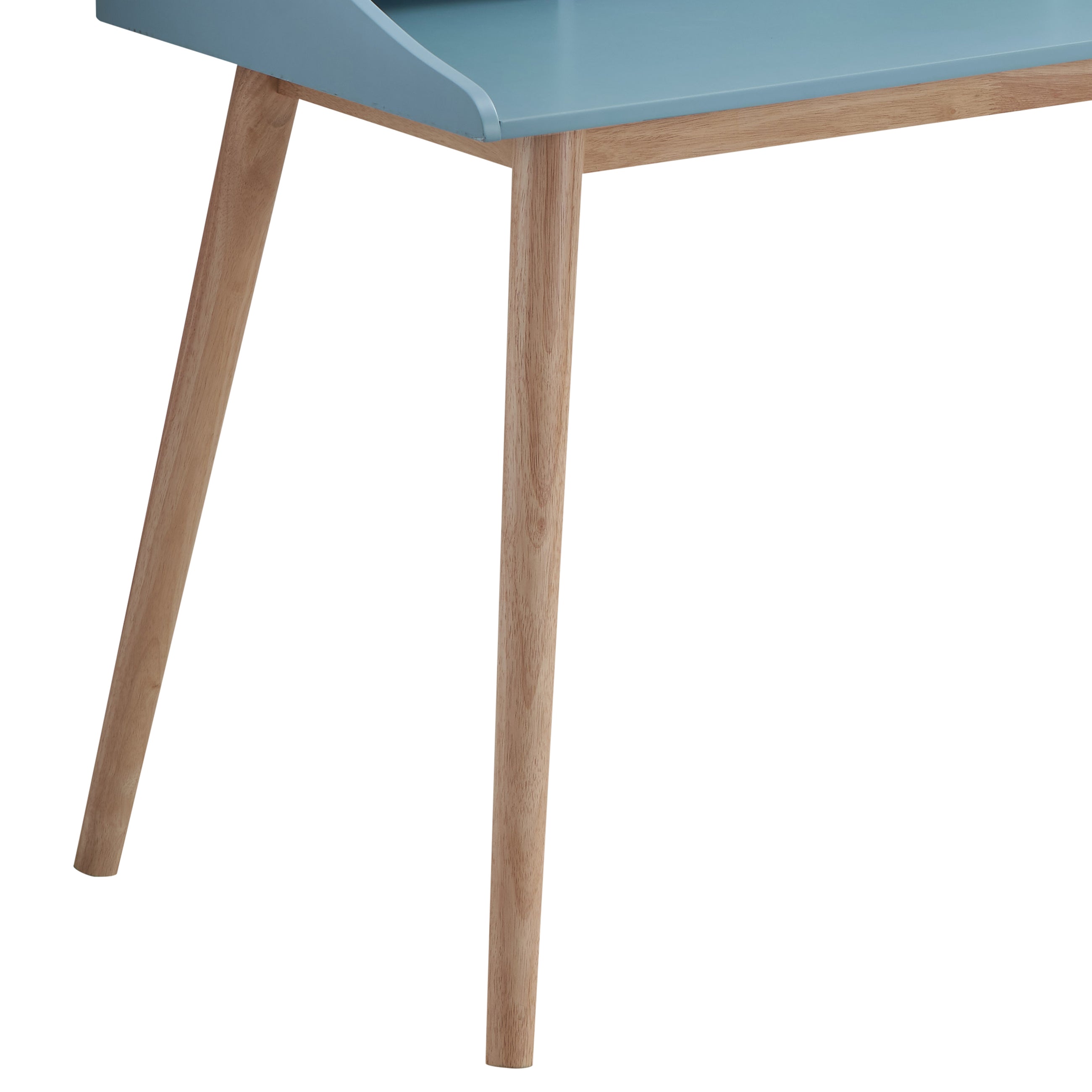 Roundhill Furniture Roskilde Mid Century Modern Wood Writing Desk with Hutch in Blue - Stylish Home Office Desk for Work & Study, Perfect for Small Spaces & Modern Interiors