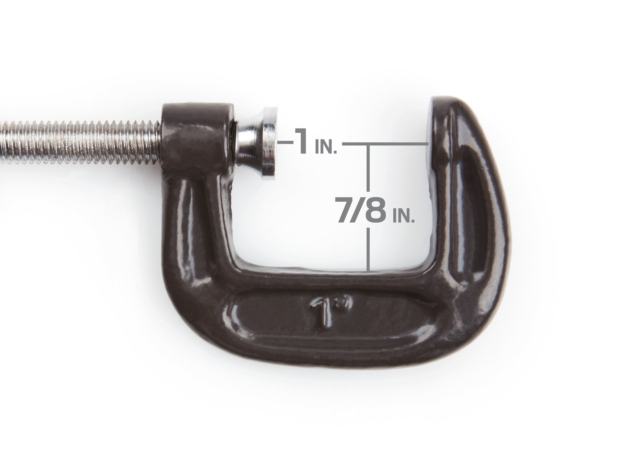 TEKTON 1 Inch Black Malleable Iron C-Clamp (4009) - Heavy Duty Clamping Tool for Woodworking, Metalworking & DIY Projects