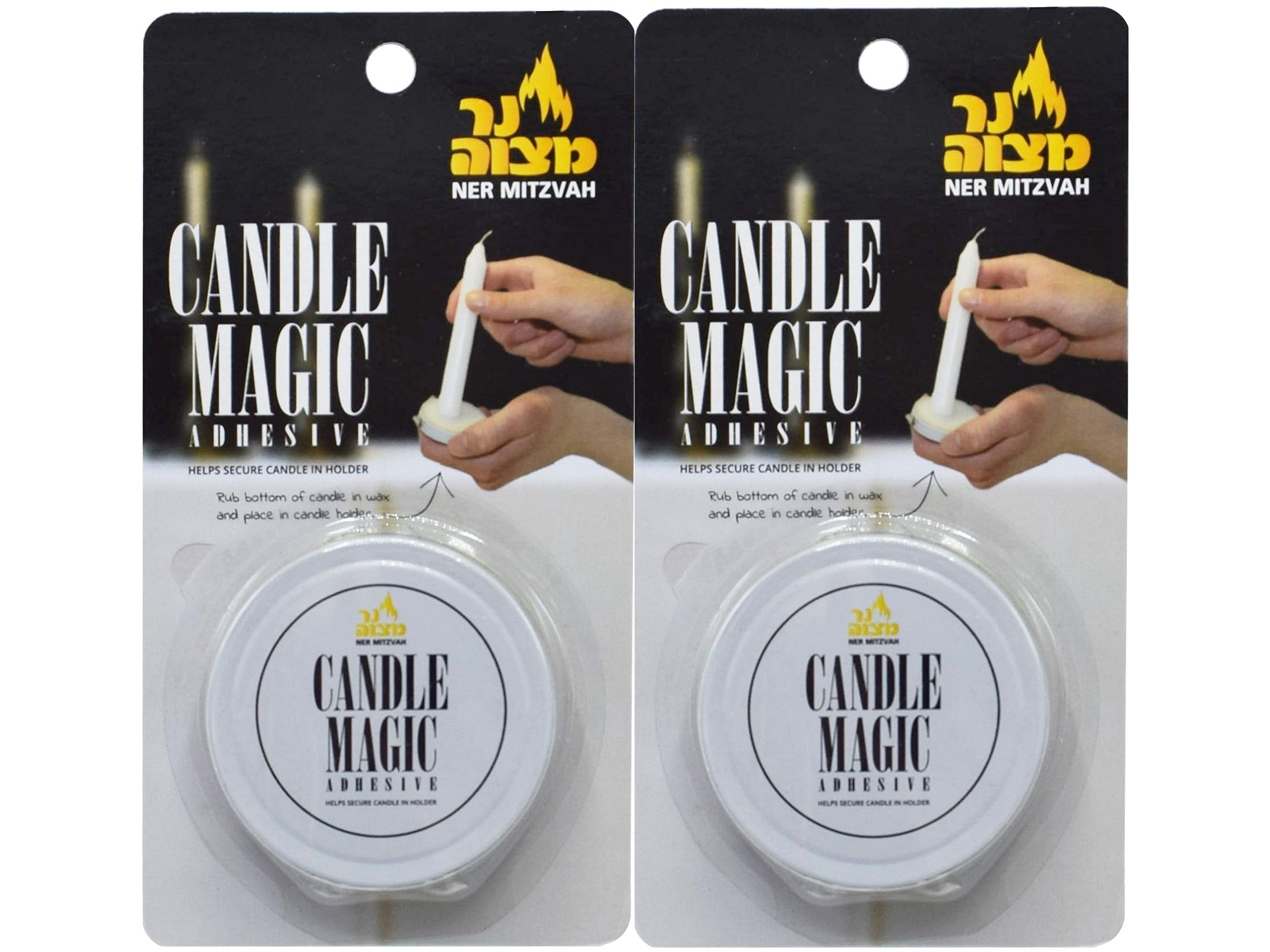 Ner Mitzvah Candle Magic Wax Adhesive - Strong Candle Glue for Securing Candles in Holders - 2 Pack - Perfect for Hanukkah, Shabbat, and Jewish Holiday Decorations