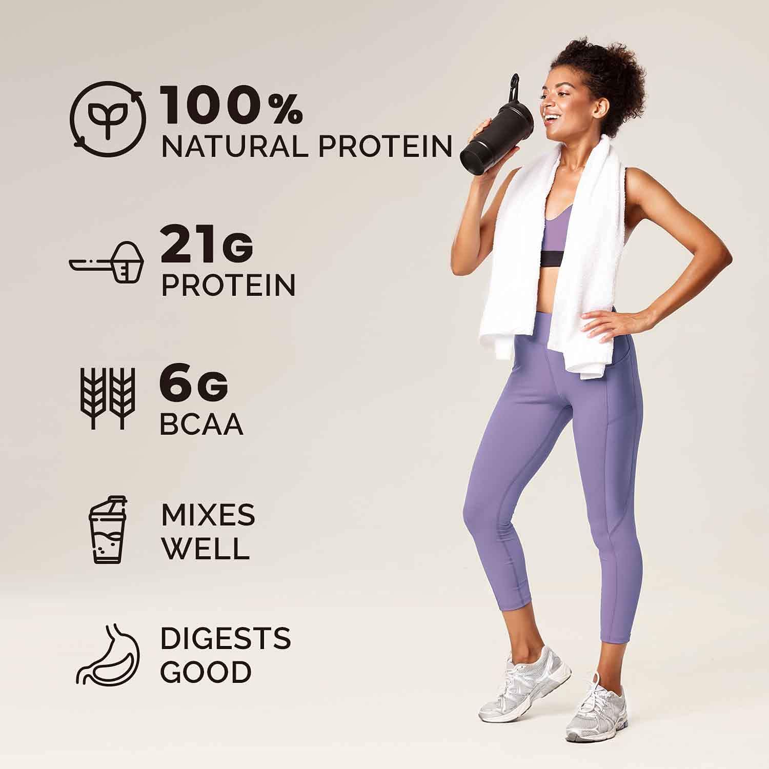 Organic Vegan Protein Powder for Men & Women - Dark Chocolate Flavor | 21g Plant Protein & 6g BCAA per Serving | Muscle Recovery & Weight Management | Meal Replacement Shake for Gym, Workout & Healthy Lifestyle | 8 Single-Serve Packets