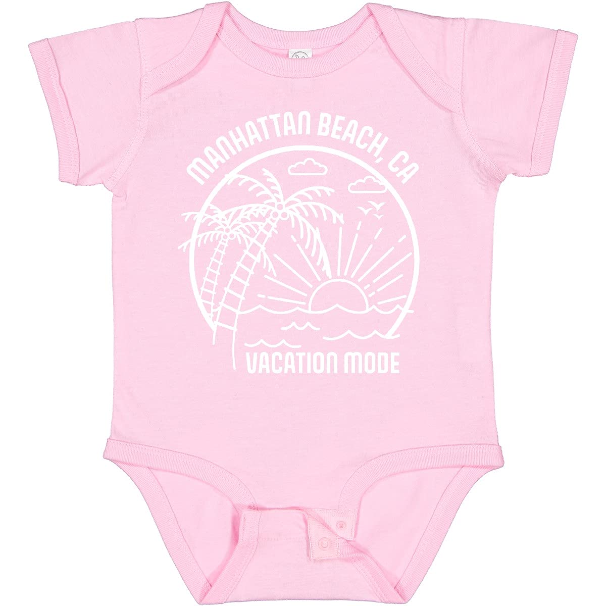 Inktastic Summer Vacation Mode Manhattan Beach California Baby Bodysuit - Cute Outfit for Beach Trips & Family Photos