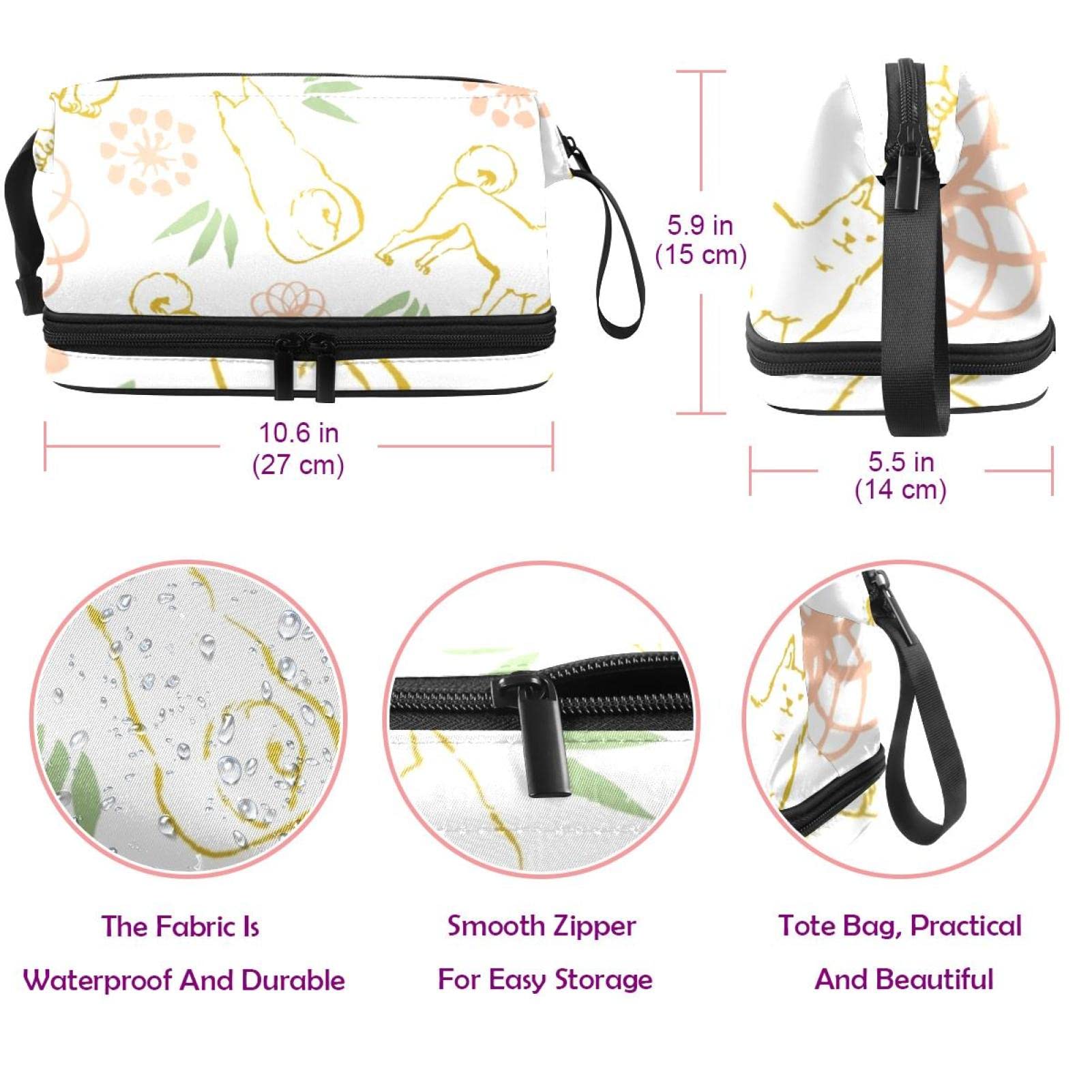 Large Makeup Bag for Women - Travel Cosmetic Organizer with Shiba Inu Dog Design, Waterproof Toiletry Pouch | Perfect for Vacation, Gym, Business Trips & Daily Essentials Storage