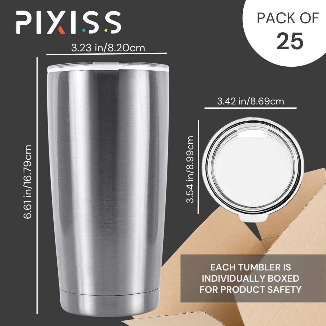 Pixiss 16 oz Stainless Steel Vacuum Insulated Coffee Tumbler - BPA Free Travel Mug with Leakproof Lid - Keeps Hot & Cold for 12 Hours - Perfect for Commuting, Camping & Office Use