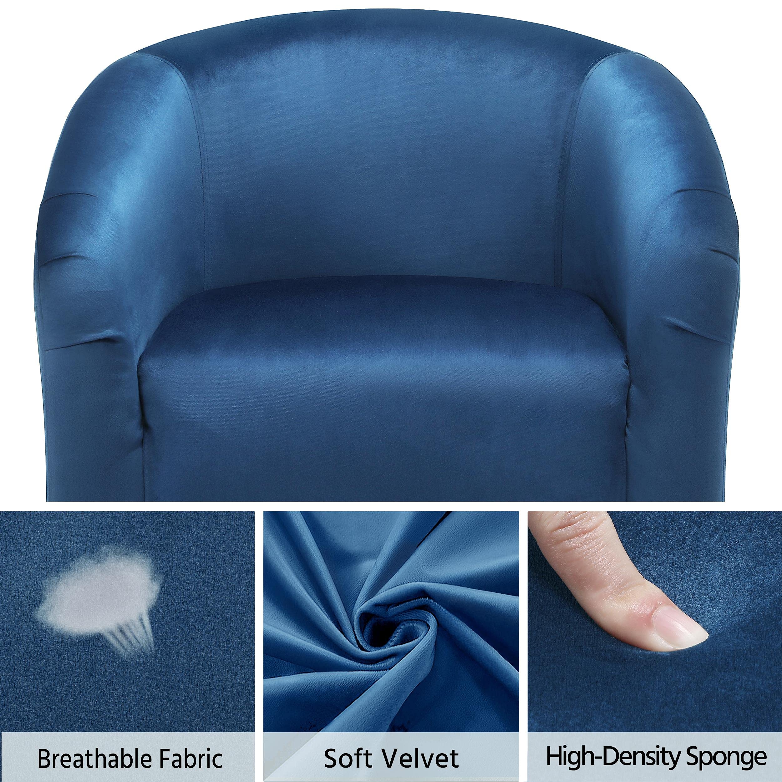 Yaheetech Velvet Accent Club Chair - Upholstered Barrel Chair with Armrests & Low Back, Comfortable Lounge Chair for Living Room, Bedroom, Office (Pagoda Blue) | Perfect for Reading Nook, Cozy Corner & Small Space Decor