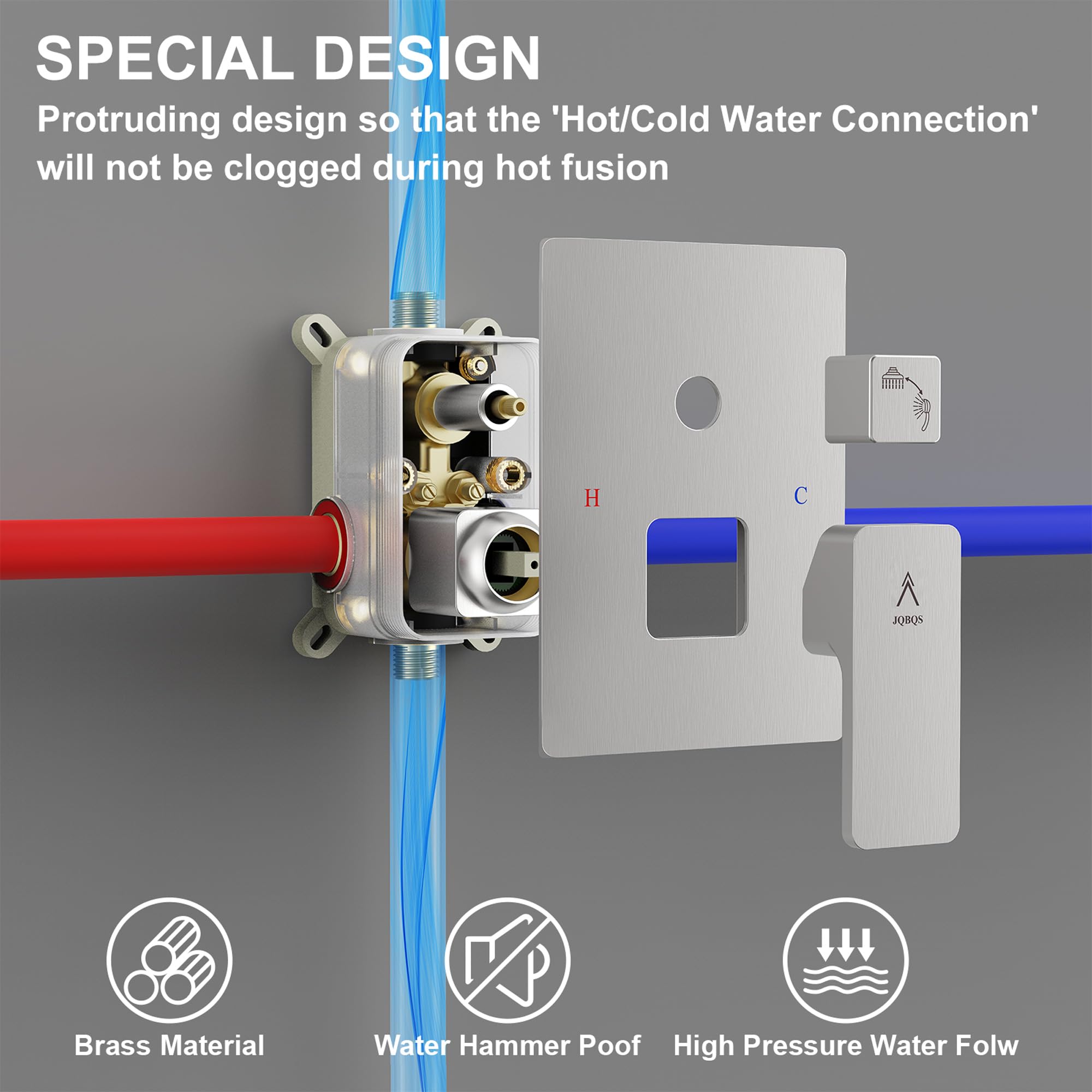 Modern Brass Rain Shower System Set - 12