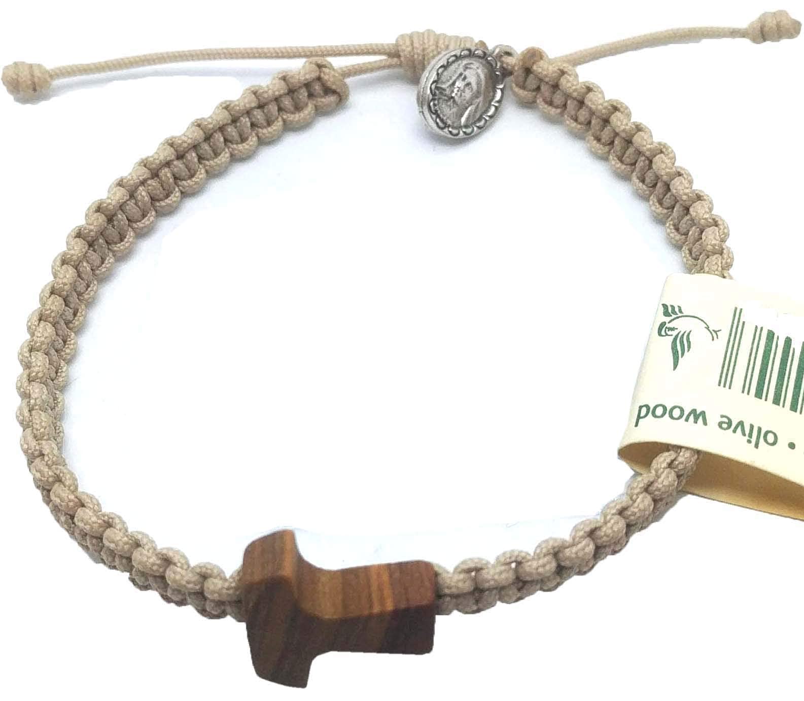 Christian Olive Wood Bracelet with Tau Cross for Men & Women - Religious Jewelry Gift for Baptism, Confirmation & Daily Faith Wear