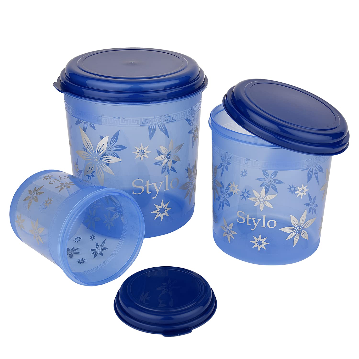 BPA-Free Airtight Plastic Food Storage Containers Set of 3 (1L + 2.5L + 4.1L) - Freezer Safe Kitchen Organizers for Rice, Flour, Snacks, Cookies & Dry Goods - Perfect for Pantry, Grocery Storage & Meal Prep