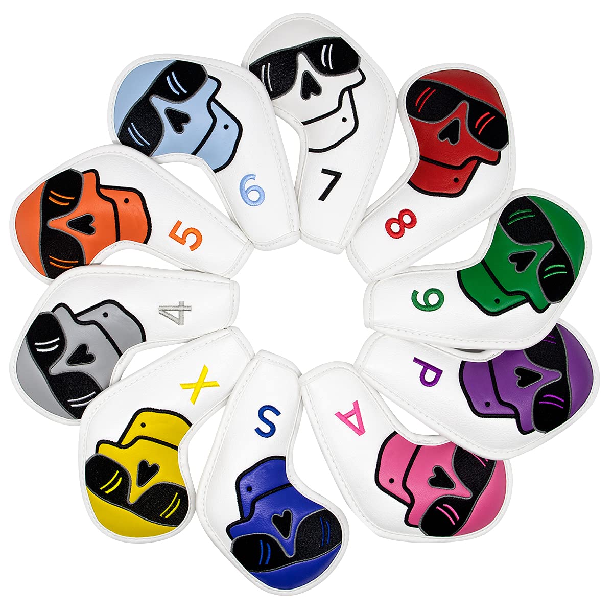 Premium 10-Piece Leather Golf Iron Club Head Covers Set for Men - Fits Mizuno, Ping, Taylormade & All Major Brands - Large Skeleton Design for Style & Protection - Perfect for Golf Courses, Driving Ranges & Club Storage