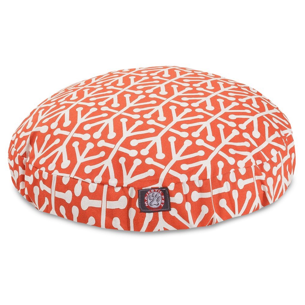 Majestic Pet Products Orange Aruba Large Round Indoor/Outdoor Dog Bed with Removable Washable Cover - Perfect for Living Room, Patio & Kennel Comfort