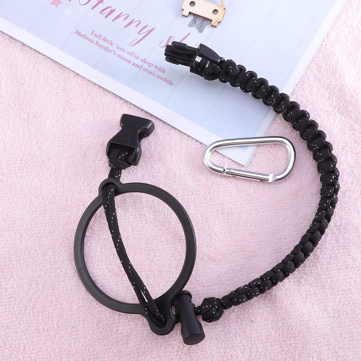 1pc Adjustable Bottle Strap with Carabiner Clip - Safety Rope Handle for Water Bottles - Perfect for Hiking, Camping & Outdoor Adventures