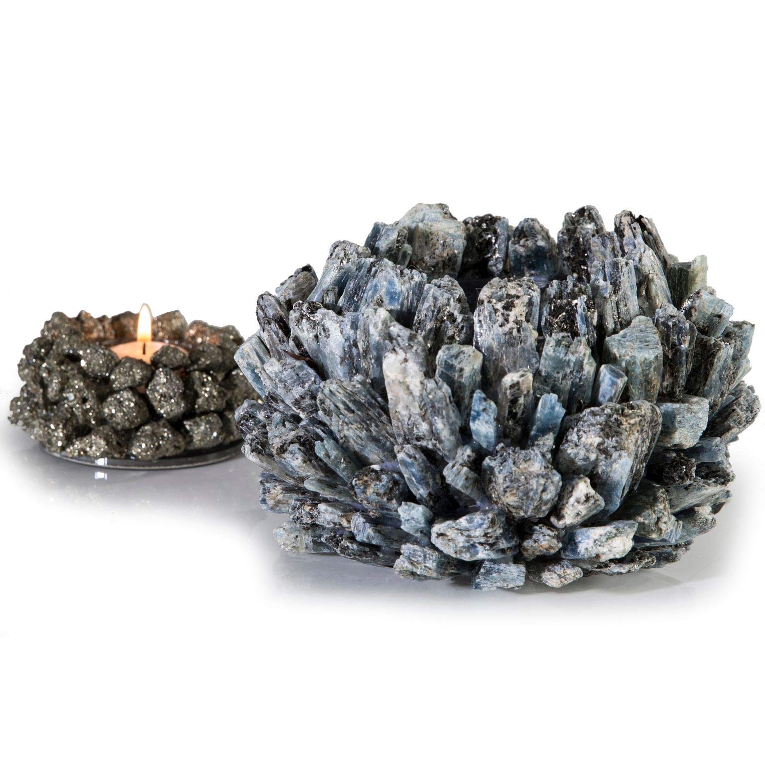 Natural Kyanite Cluster Crystal Vase - Handcrafted Healing Geode for Home Decor, Meditation & Energy Healing | Unique Spiritual Gift for Yoga & Reiki Practitioners