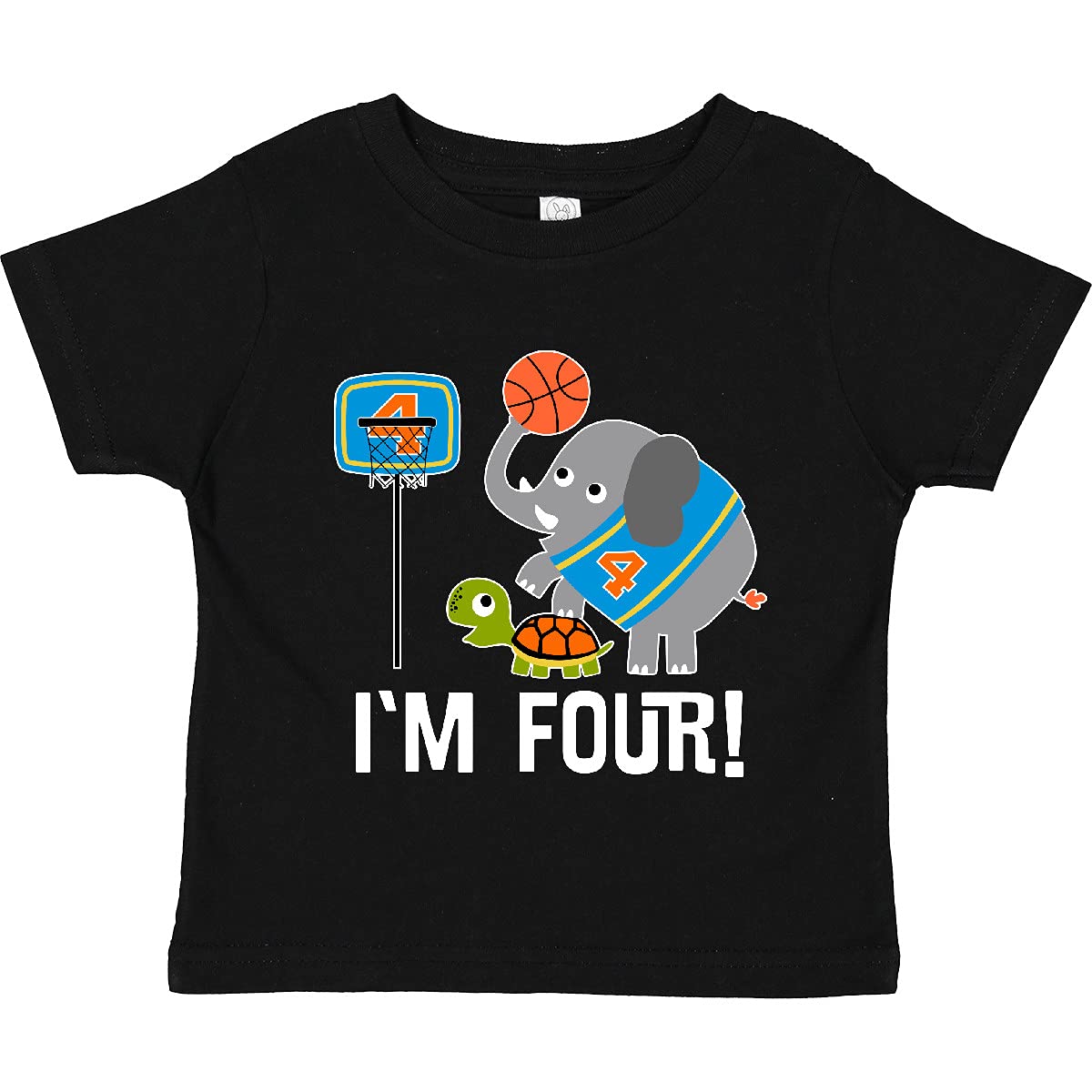 Inktastic Basketball 4th Birthday T-Shirt for 4 Year Old Boys & Girls - Fun Toddler Birthday Gift for Basketball Fans & Party Outfits