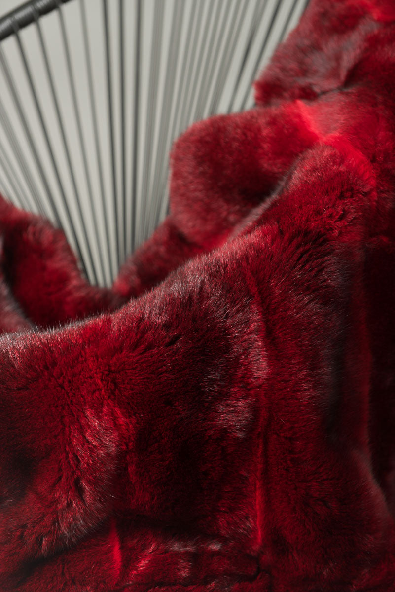 Luxury Bright Red Possum Fur Throw Blanket - Soft & Warm Cozy Throw for Couch, Bed, and Home Decor - Perfect for Winter Nights and Gift Giving