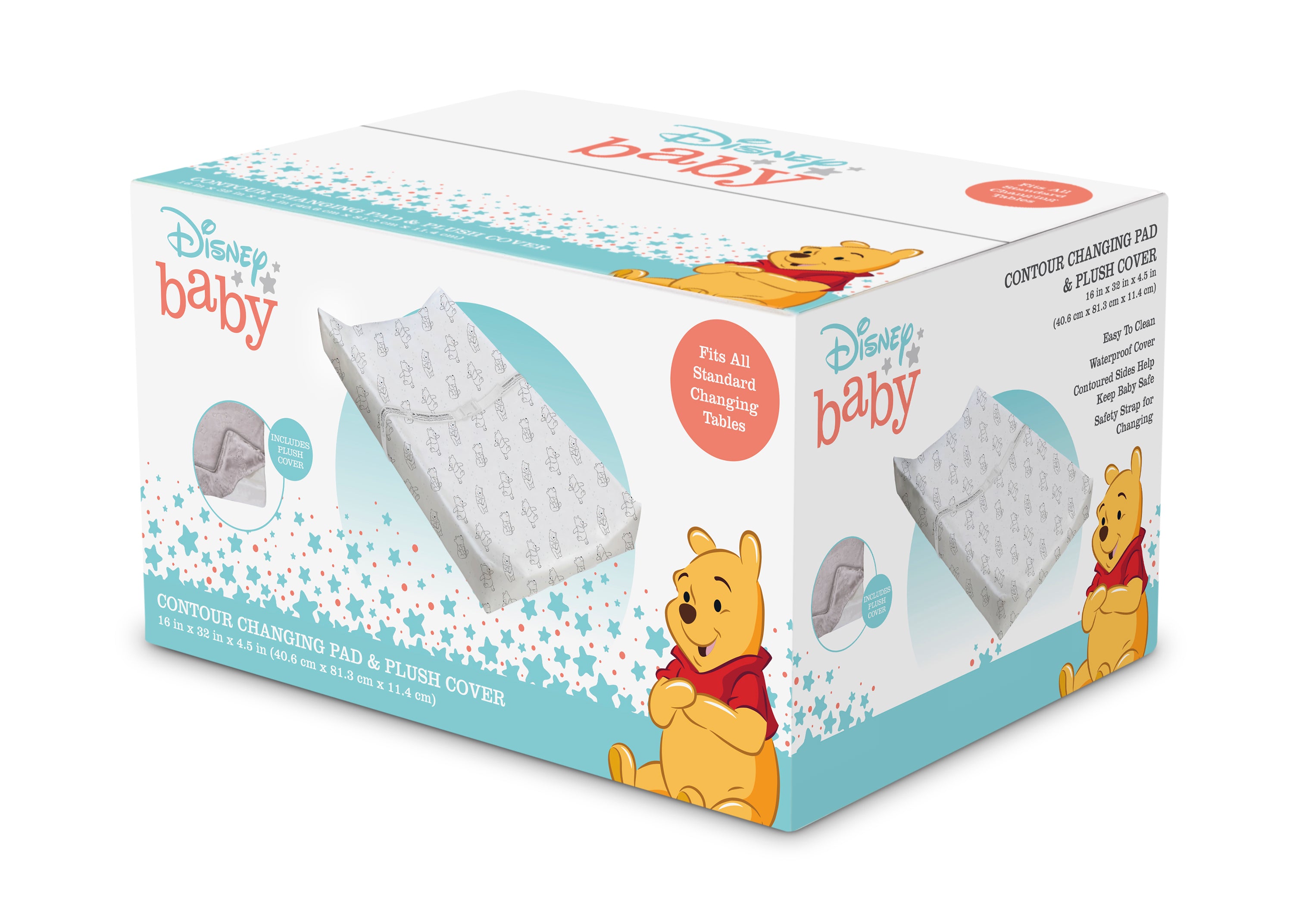 Disney Winnie the Pooh Baby Changing Pad with Soft Plush Cover - Waterproof & Portable for Nursery, Travel & Diaper Changing