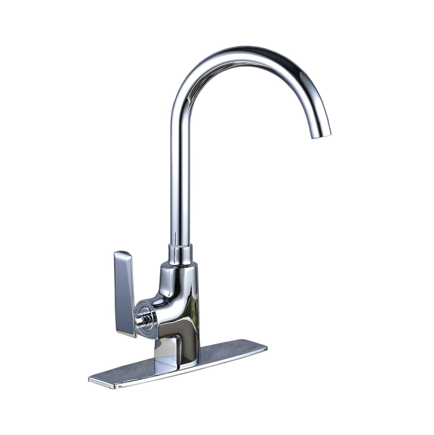 Leekayer Single Handle High Arc Chrome Kitchen Sink Faucet - Left Square 1 Hole Commercial Deck Mount Tap for Restaurant & Home Kitchen Use