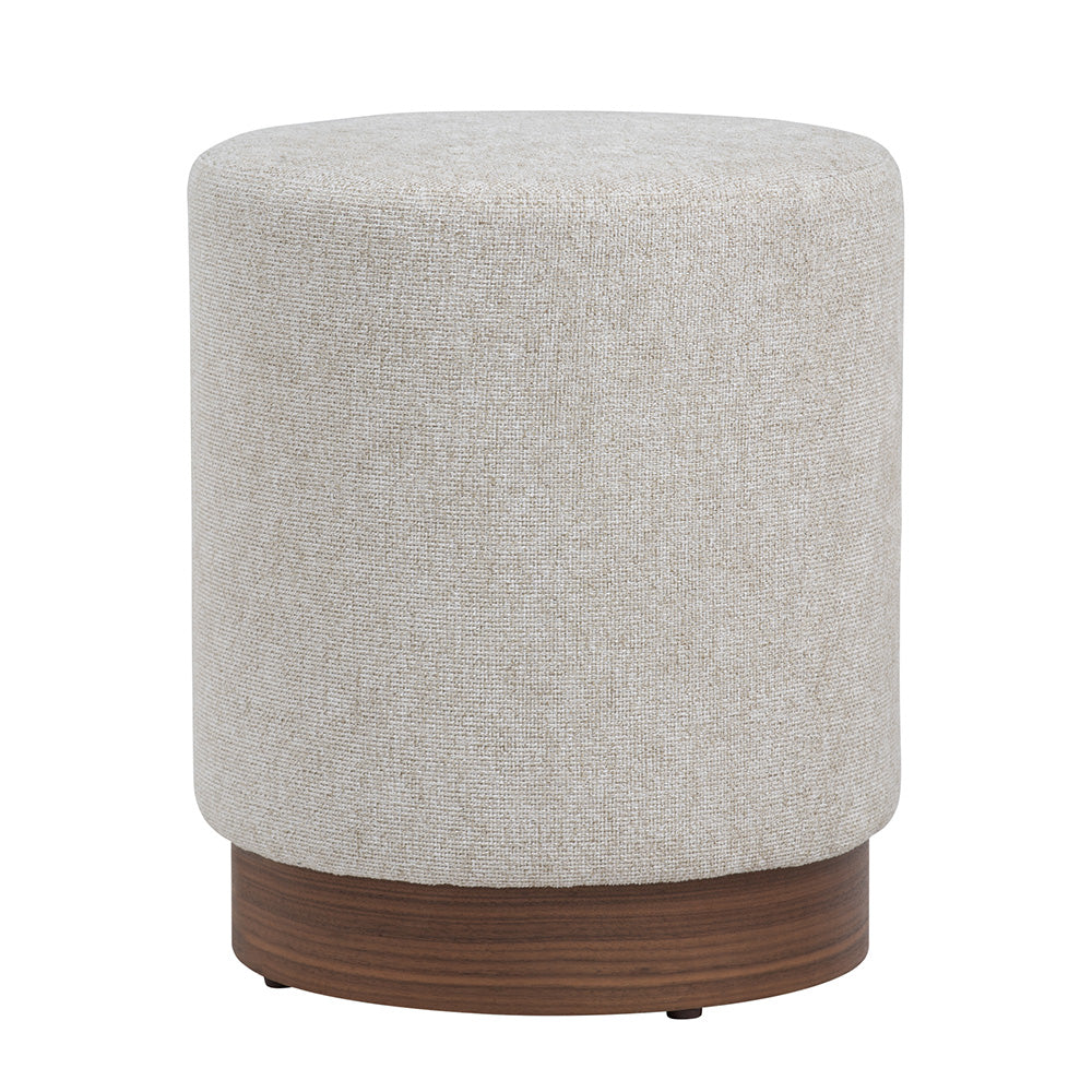 AURA Ottoman 37.5cm Beige & Walnut - Stylish Footrest & Storage Stool for Living Room, Bedroom, or Office
