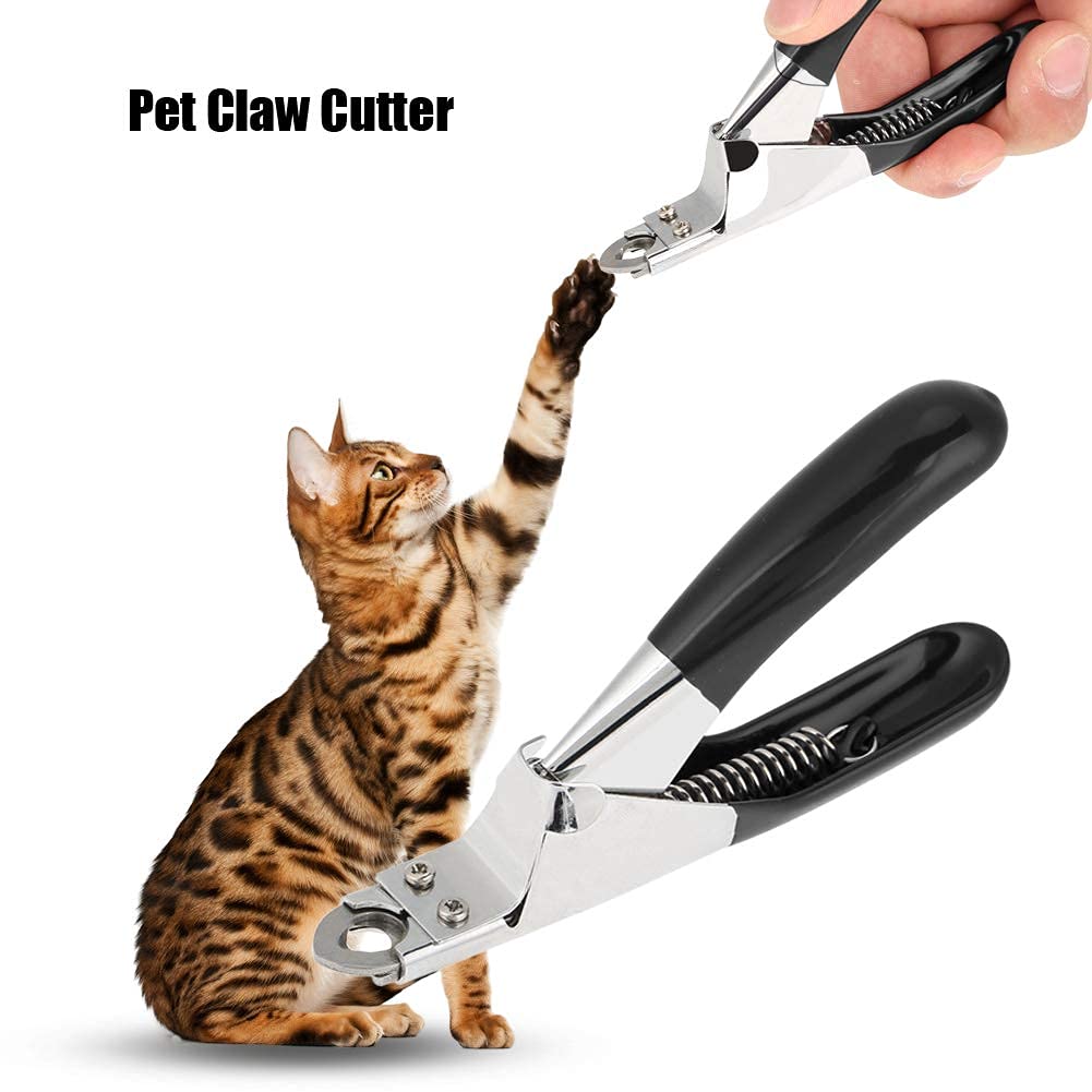 Professional Dog & Cat Nail Clippers with Safety Guard - Sharp Pet Grooming Tool for Large & Small Animals | Includes Nail File | Prevents Over Cutting (Black) | Perfect for Home Grooming & Vet Clinics