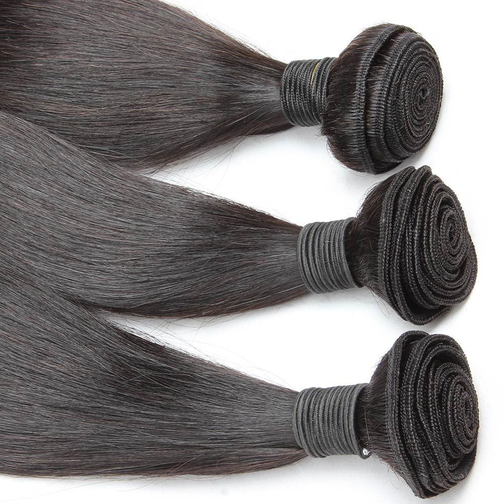 Remy Brazilian Virgin Hair Bundles 3-Pack - 100% Human Hair Weft Extensions, Silk Straight, 30 Inches, Natural Black Color for Weaving & Styling - Perfect for Daily Wear, Parties & Special Occasions
