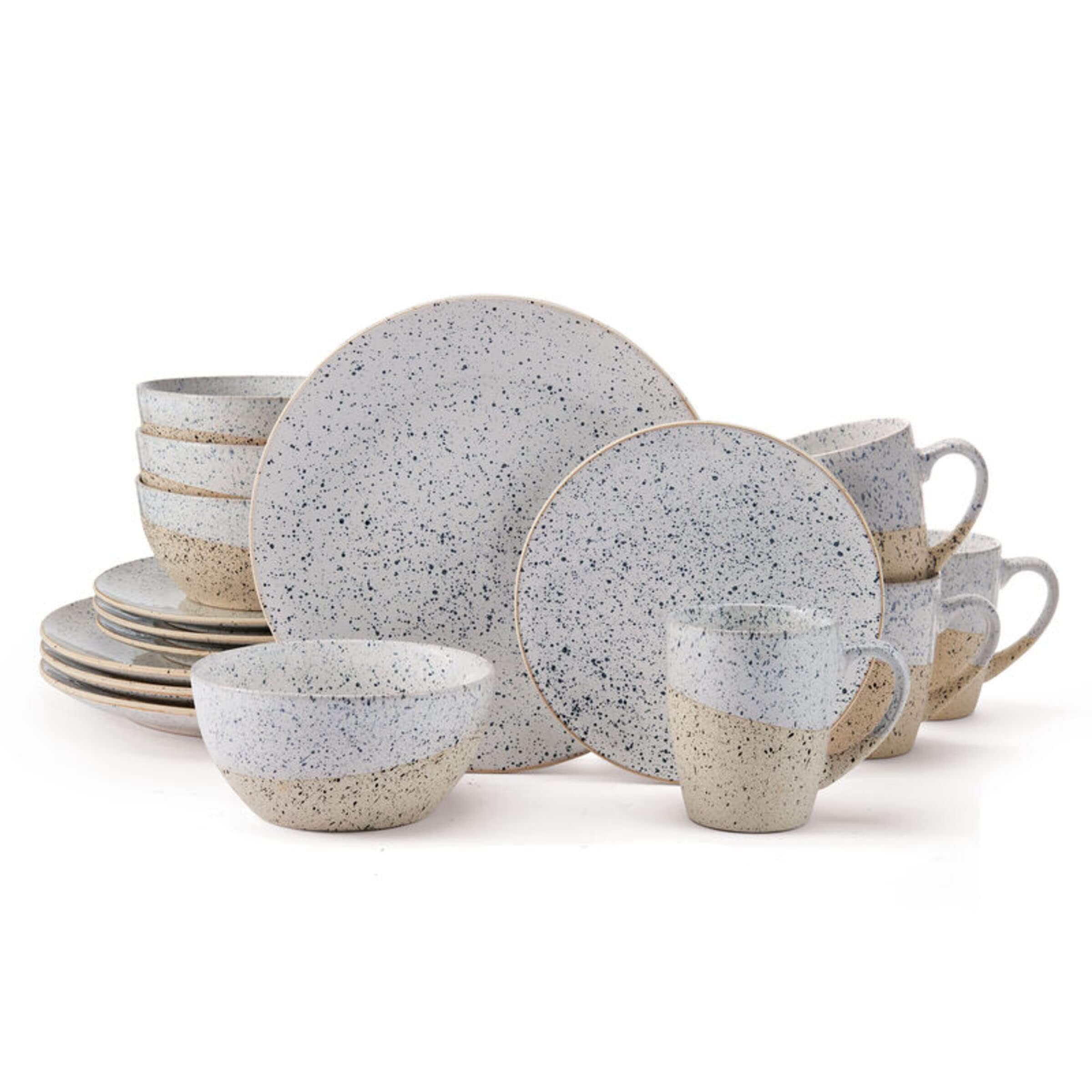 Pfaltzgraff Bexley Speckled 16-Piece Dinnerware Set for 4 - Colorful Stoneware Plates, Bowls & Mugs - Perfect for Family Dinners, Entertaining & Everyday Use