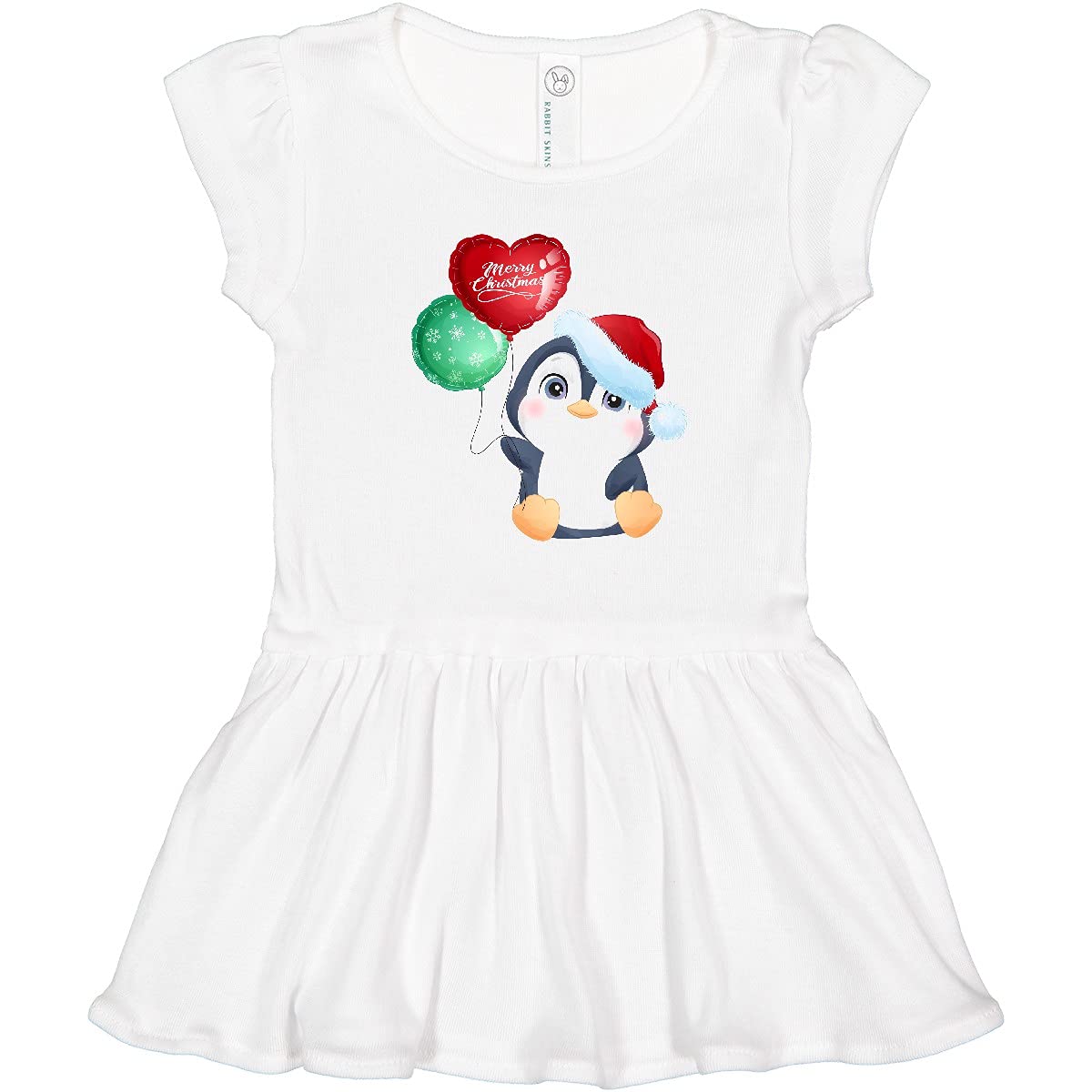 Inktastic Merry Christmas Penguin Toddler Dress - Cute Holiday Outfit for Baby Girls | Perfect for Christmas Photos, Parties & Family Gatherings