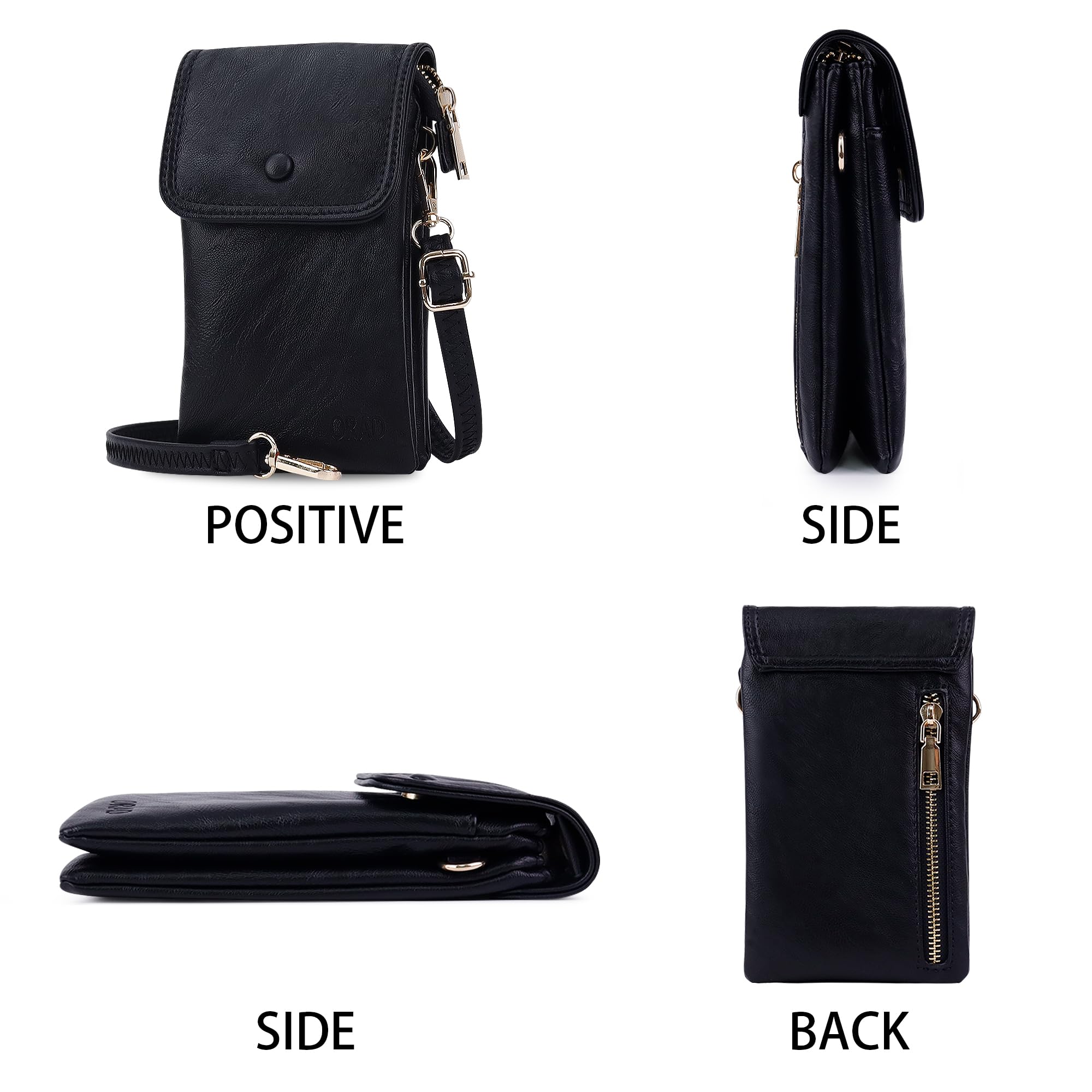 ORAD Women's Small Leather Crossbody Bag with Adjustable Strap - Phone Wallet Purse with Credit Card Slots - Perfect for Travel, Shopping & Everyday Use