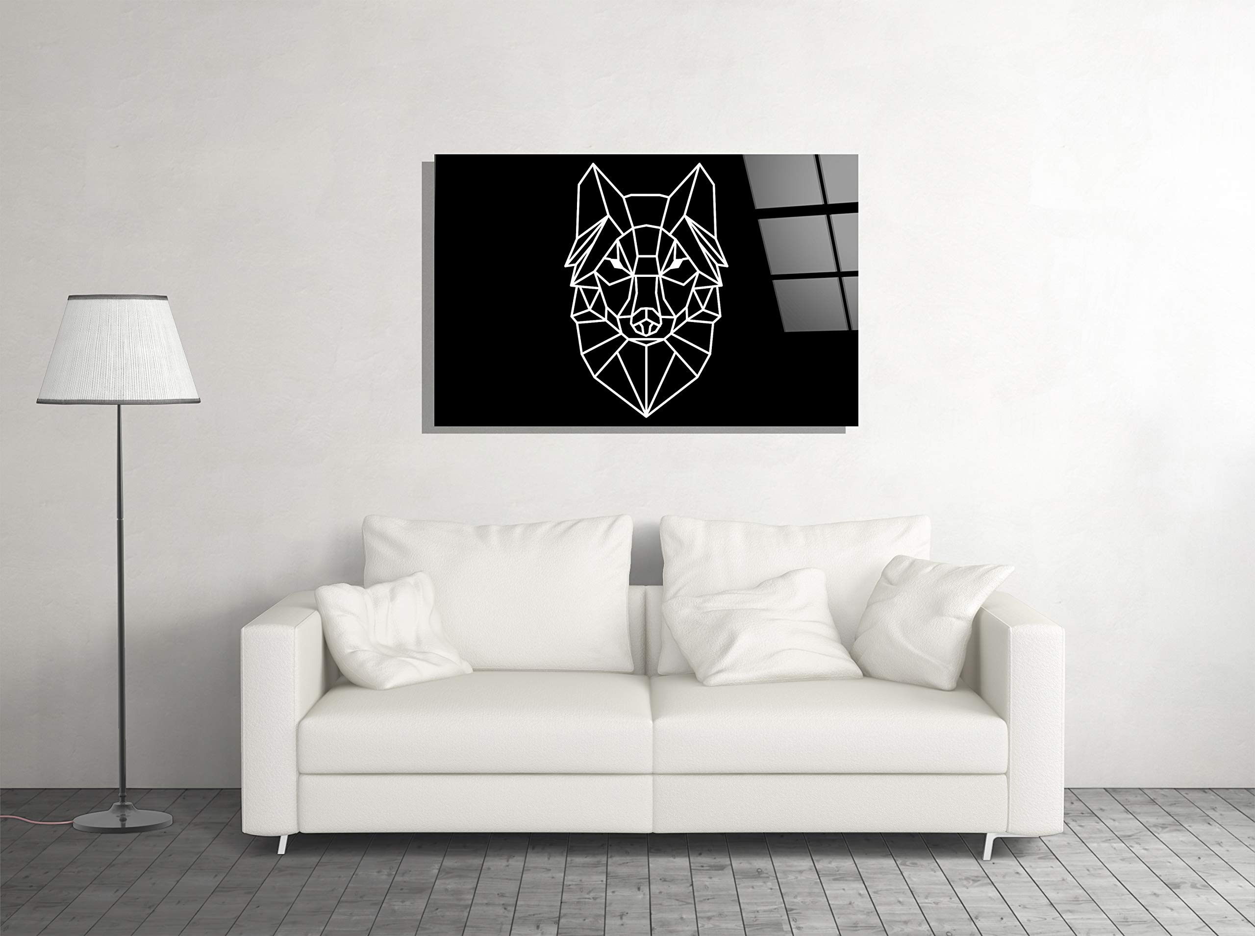 Wolf Flatline Abstract Art Print - Tempered Glass Wall Decor for Home & Office - Perfect Gift for Nature Lovers & Modern Interior Design