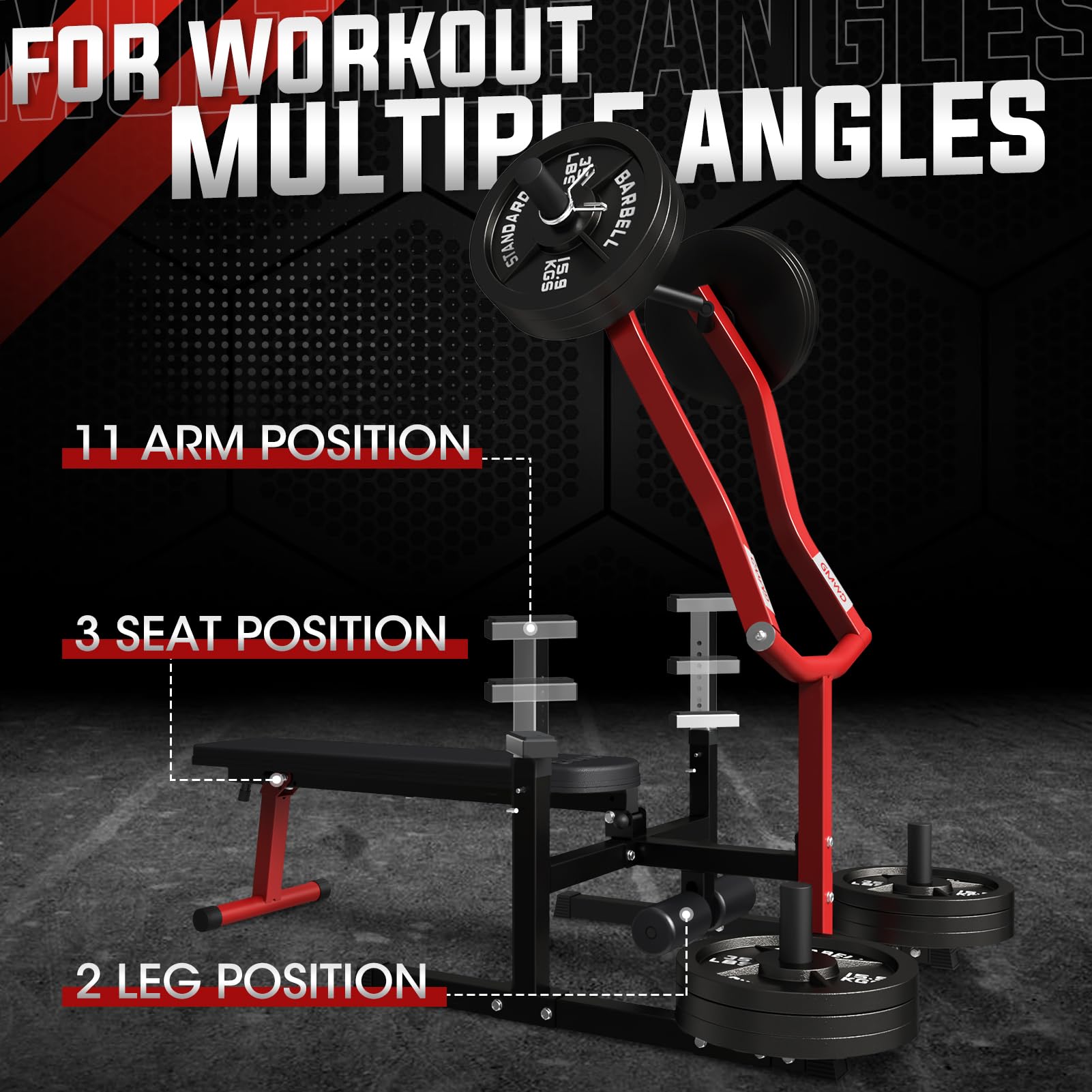 GMWD 1050LBS Chest Press Machine with Independent Converging Arms - Adjustable Flat/Incline Bench for Chest, Shoulder & Ab Workouts - Home Gym Equipment V1 - Perfect for Strength Training & Muscle Building at Home