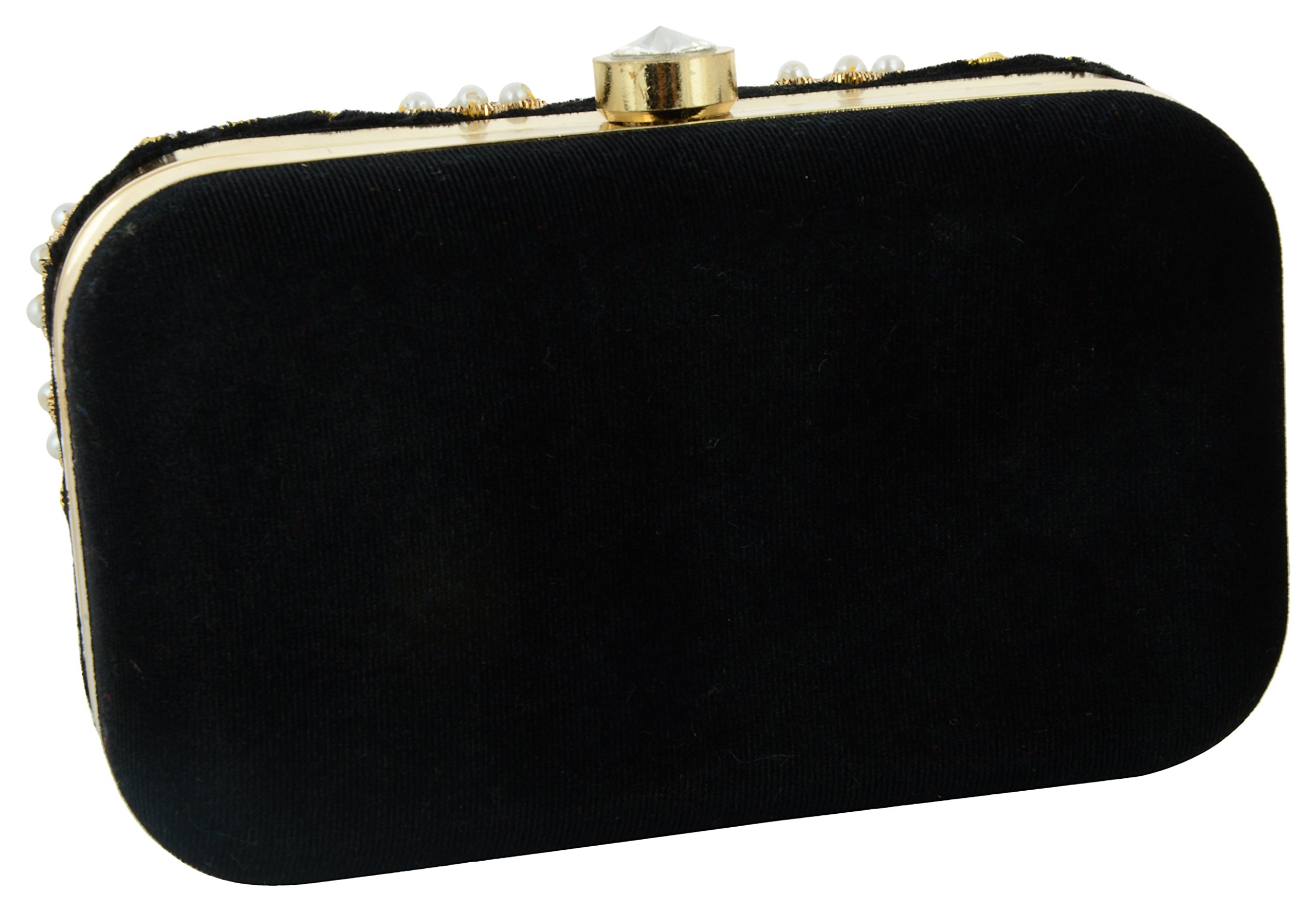 Luxury Women's Velvet Clutch Purse - Black Evening Bag for Parties, Weddings & Formal Events | Free Size Handbag for Women