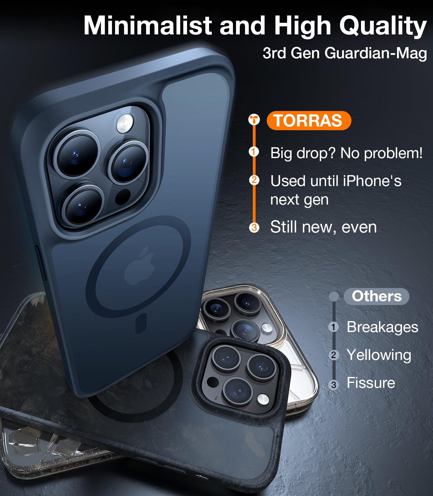 TORRAS Magnetic Shockproof Case for iPhone 13 Pro Max - Military Grade Drop Tested, MagSafe Compatible, Slim Protective Cover with Translucent Hard Back & Soft Bumper (Black) - Perfect for Daily Use, Outdoor Activities and Travel Protection