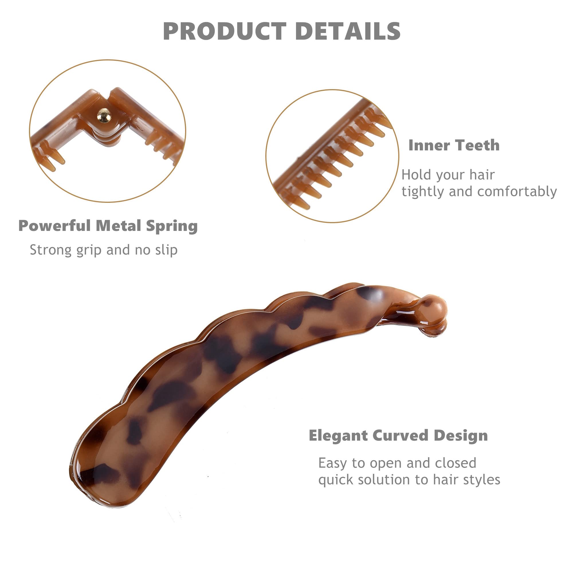6 Pack Large Banana Hair Clips for Thick Hair - Non-Slip Ponytail Holder Hair Accessories for Women - Perfect for Workouts, Office & Everyday Styling