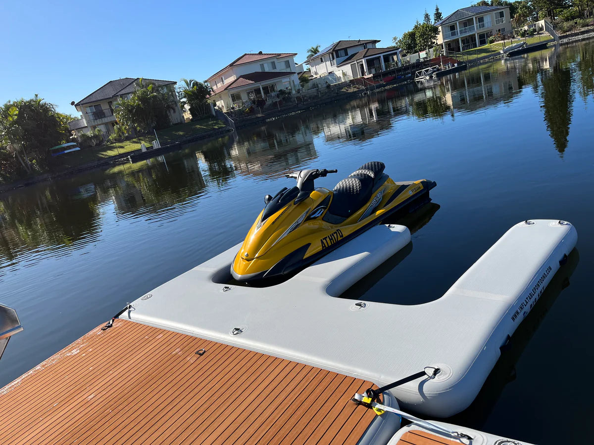 Inflatable Jet Ski Dock - Portable Floating Pontoons for Watercraft Storage & Recreation | Perfect for Lakes, Beaches & Marinas