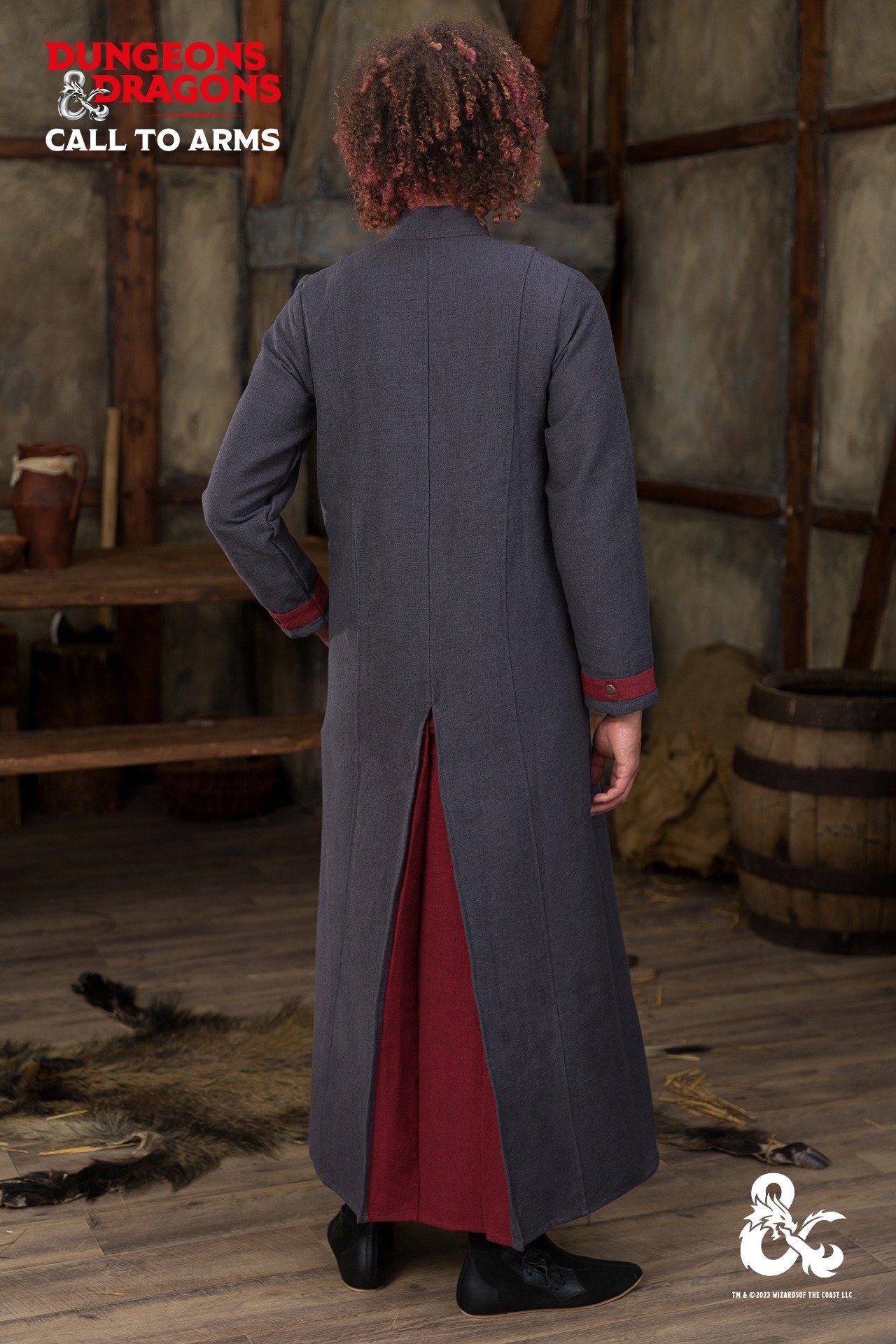 Dungeons & Dragons Warlock Coat - Grey & Red Cosplay Costume for D&D RPG LARP Halloween & Fantasy Conventions