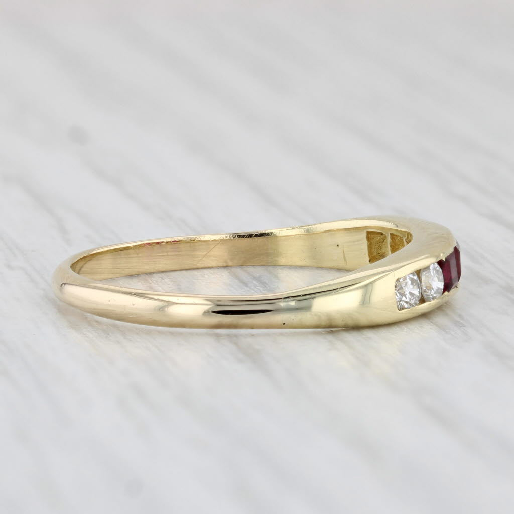 0.46ctw Ruby and Diamond Ring in 18k Yellow Gold - Stackable Wedding Band Size 8.5 - Perfect for Anniversary Gifts, Bridal Jewelry & Everyday Elegance