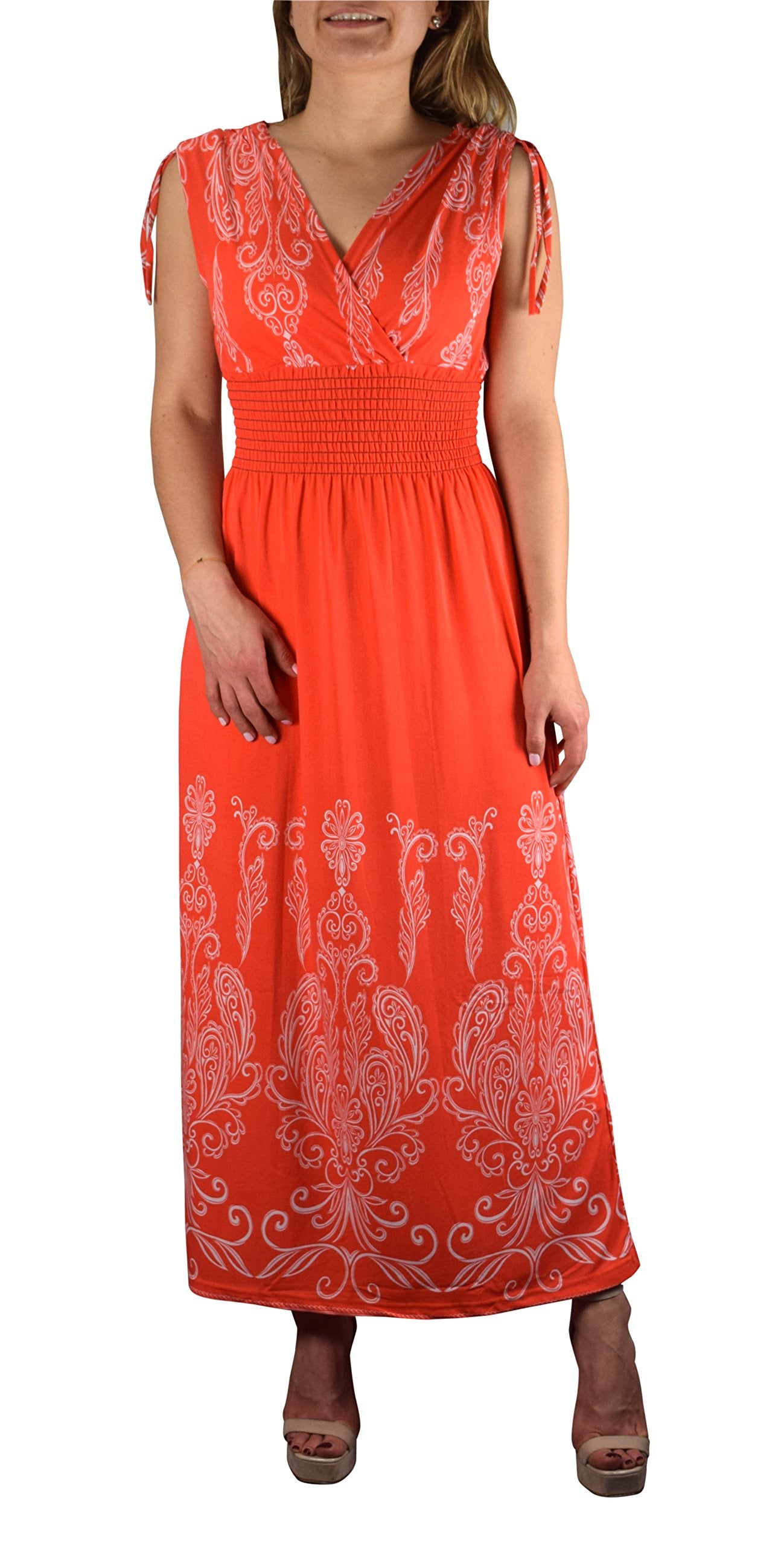 Women's Floral Boho Sleeveless Maxi Dress - Casual Summer Beach Long Dress for Cruise Vacation, Pool Party & Outdoor Date Night