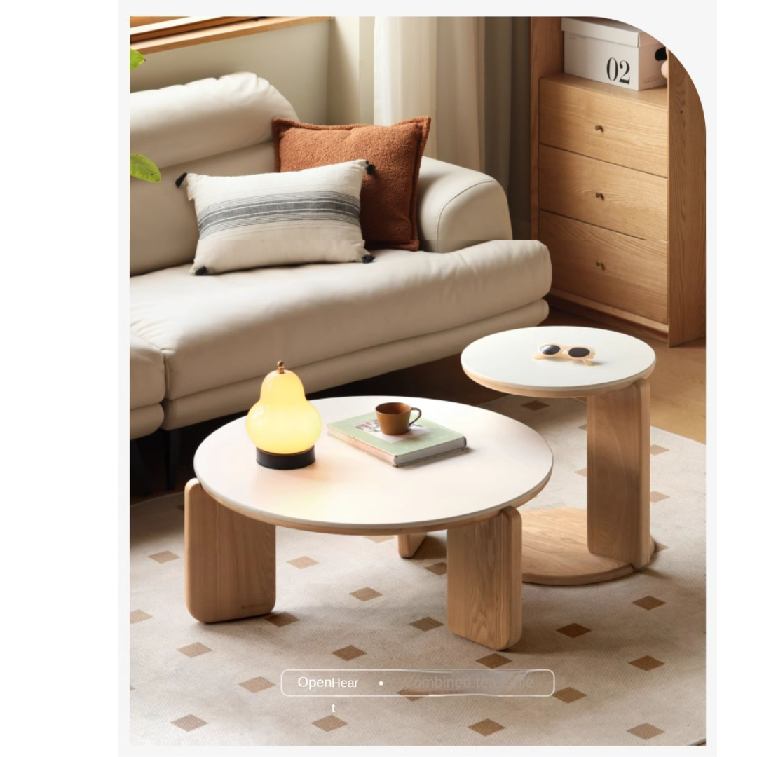 Solid Wood Coffee Table - Oak, Ash, Poplar with Slate Top | Rustic Modern Living Room Furniture for Home Decor & Entertainment Areas