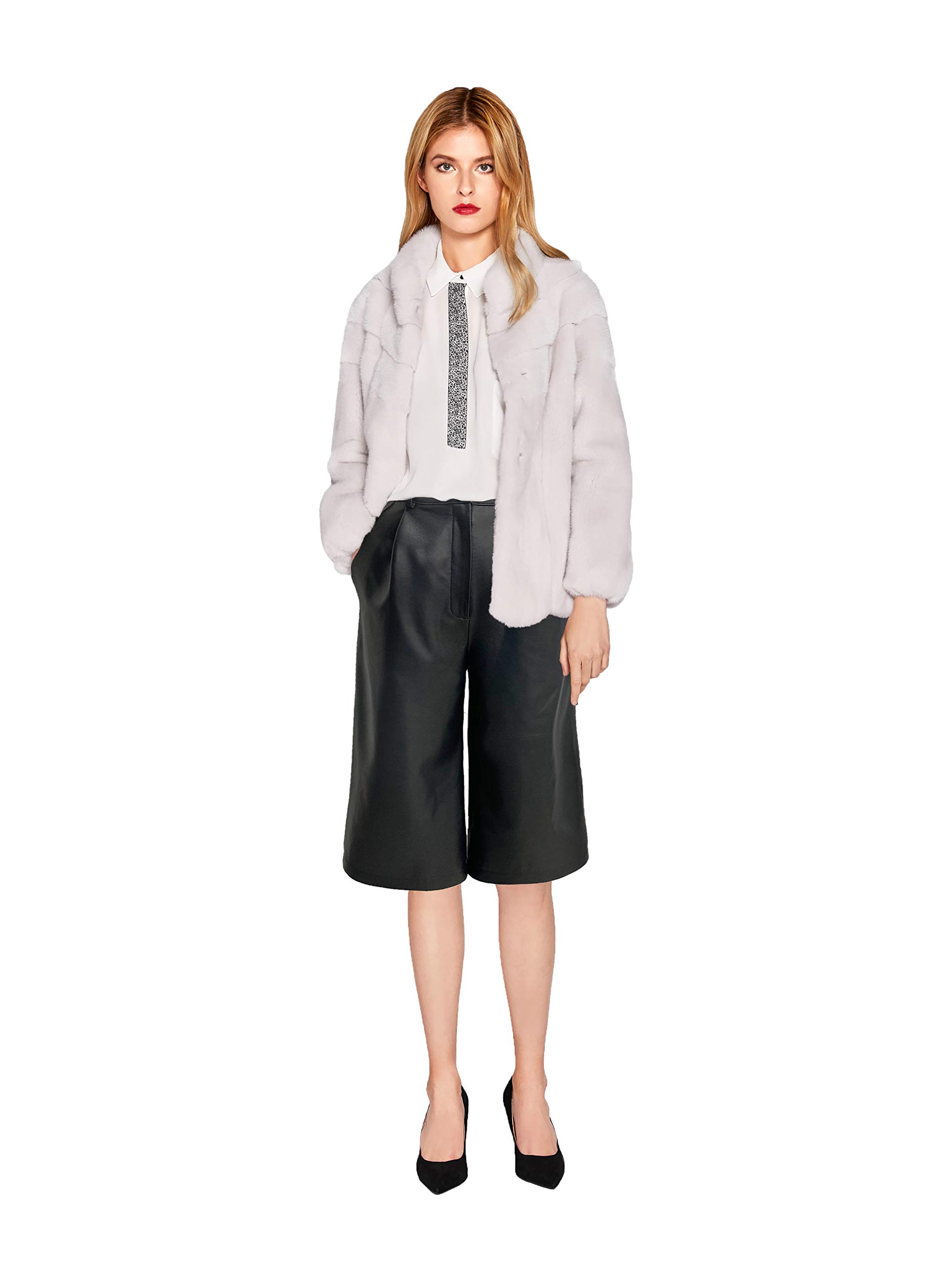Women's High Waisted Wide Leg Leather Bermuda Shorts - Black Casual Fashion Shorts for Women | Perfect for Summer Outfits, Street Style & Date Night Looks | SmartUniverseWear