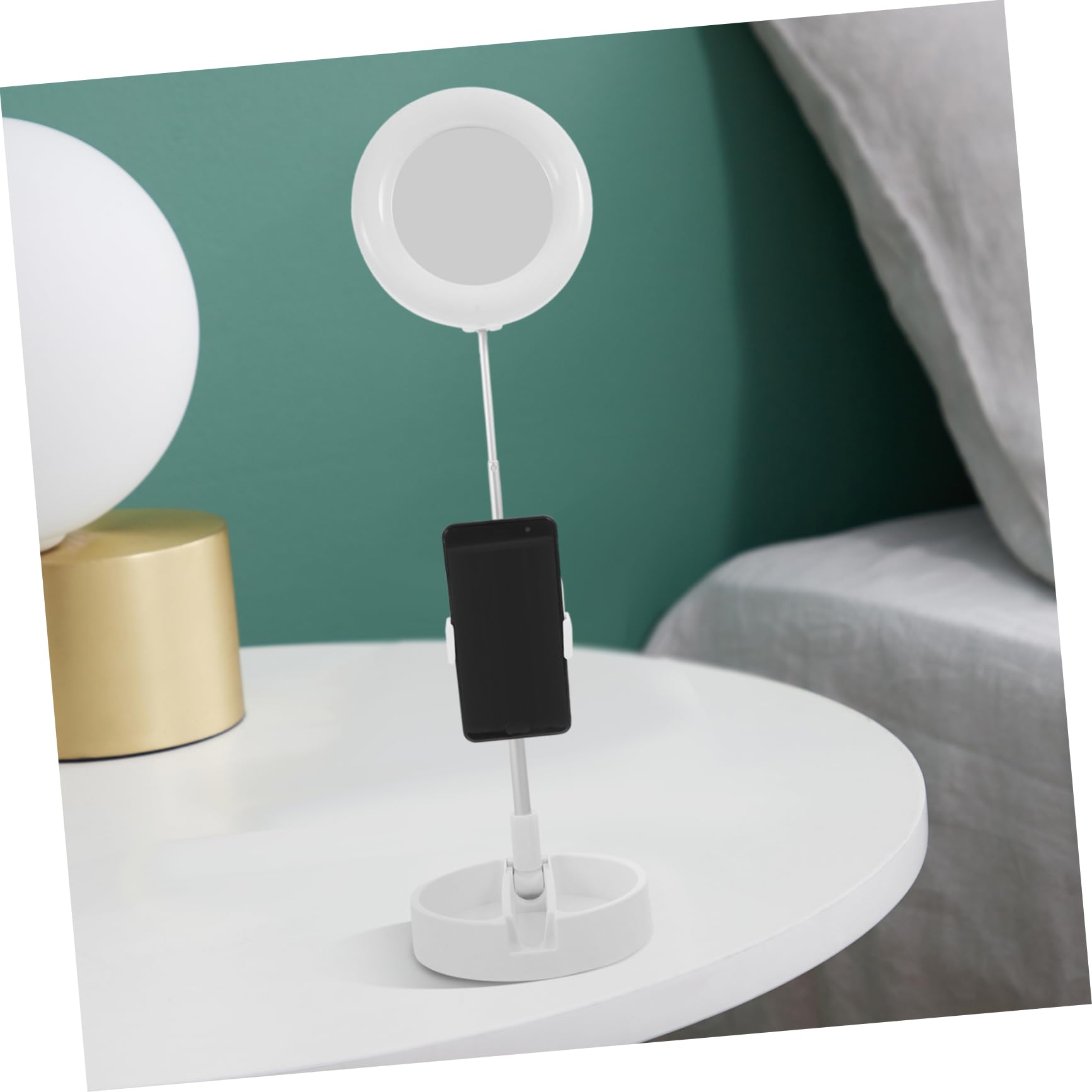 Foldable ABS White LED Phone Stand Holder - Multipurpose Desk & Beauty Mobile Phone Stand for Hands-Free Viewing, Perfect for Watching Videos, Video Calls & Makeup Tutorials