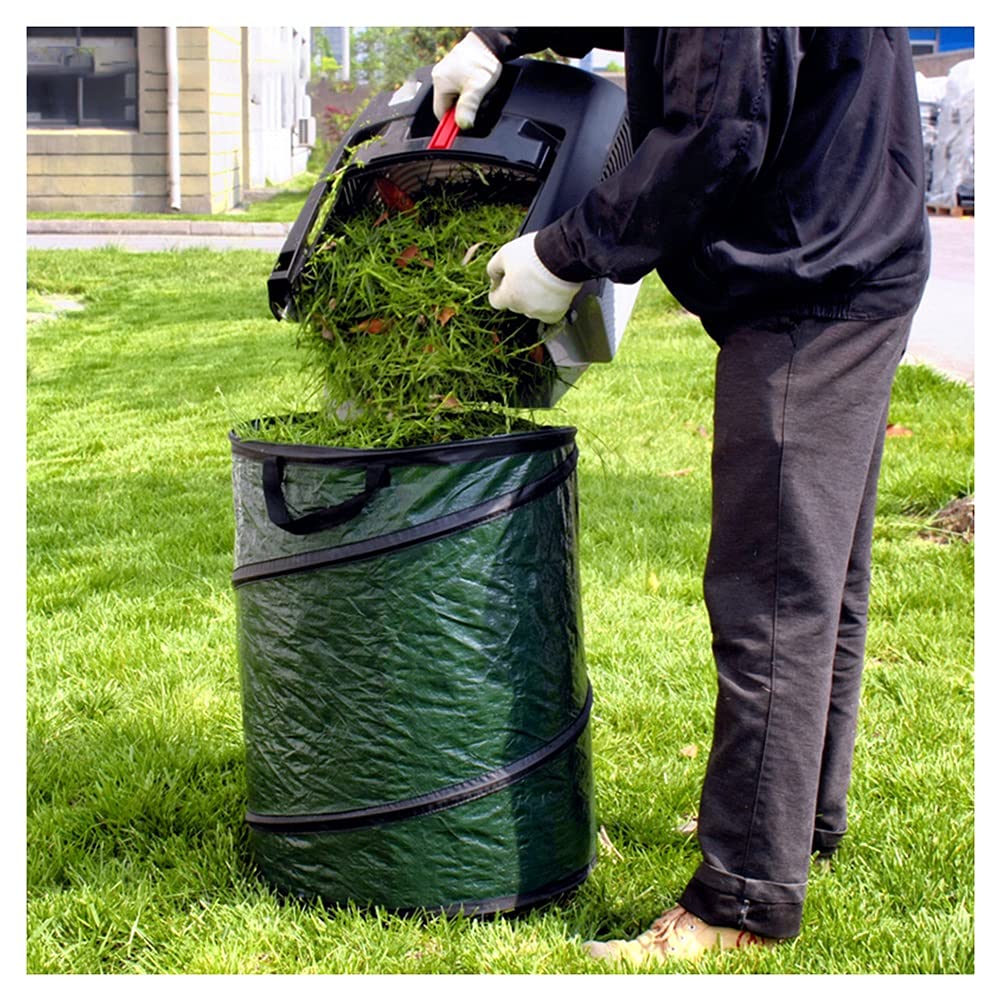Heavy Duty Waterproof Garden Waste Bags - Large 46x55cm Tearproof Leaf & Grass Bags with Handles, Foldable Reusable Trash Sacks (Green, 3 Pack) - Perfect for Yard Cleanup, Lawn Mowing & Outdoor Waste Disposal