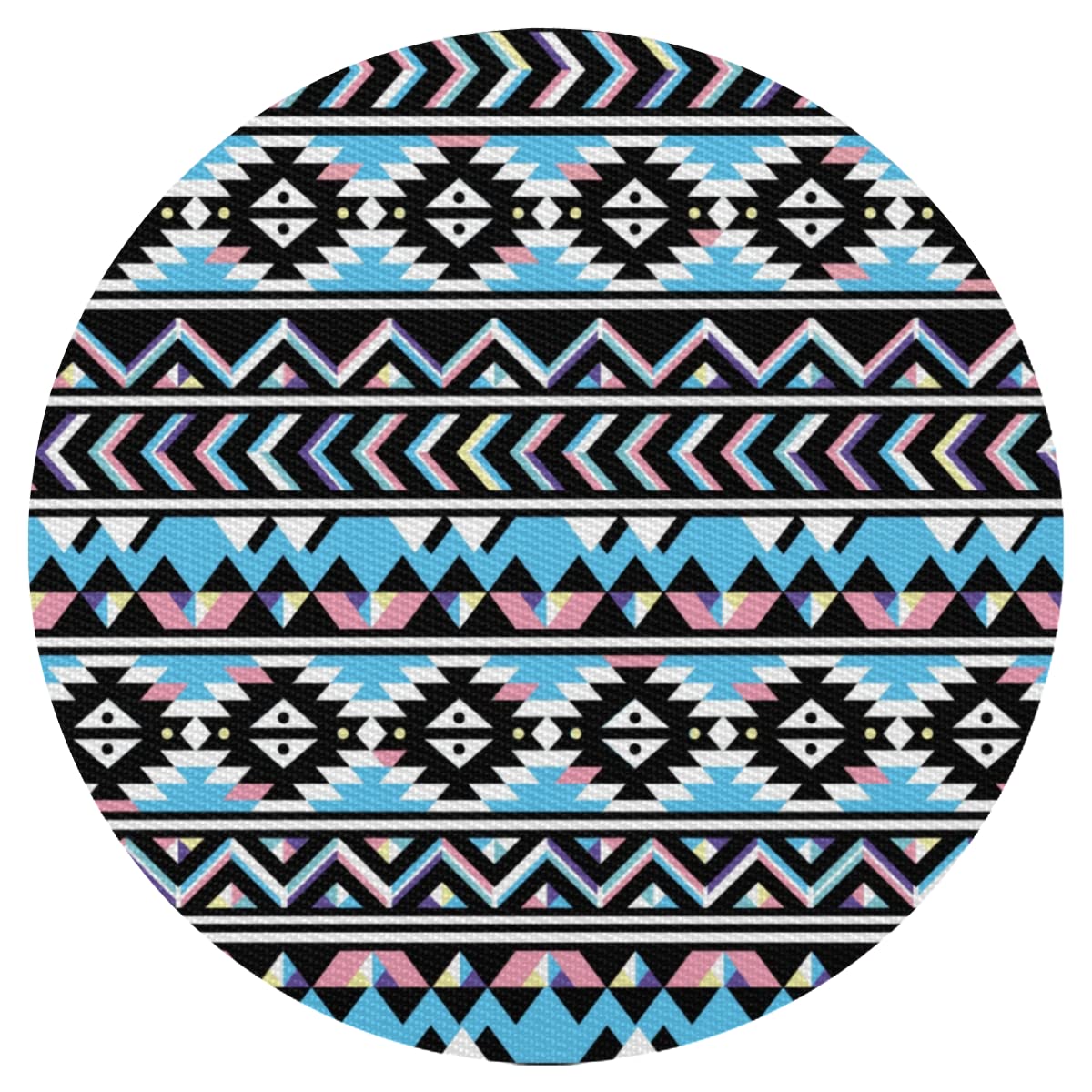 Aztec Geometric Pattern Round Placemats Set of 6 - 15 Inch PVC Washable Table Mats for Dining, Kitchen Decor - Perfect for Holiday Dinners, Parties & Everyday Use