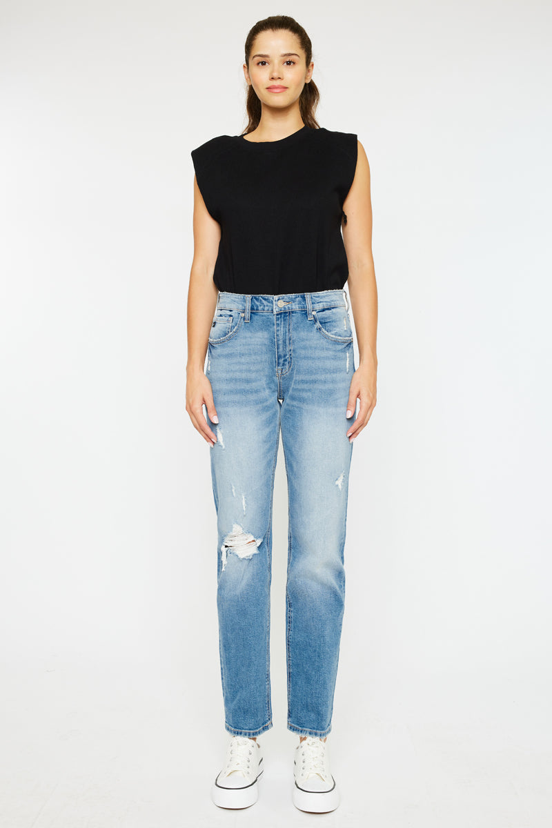 Mariko High Rise Slim Straight Leg Jeans for Women - Stretch Denim Pants with Comfortable Fit - Perfect for Casual Wear, Office & Date Night