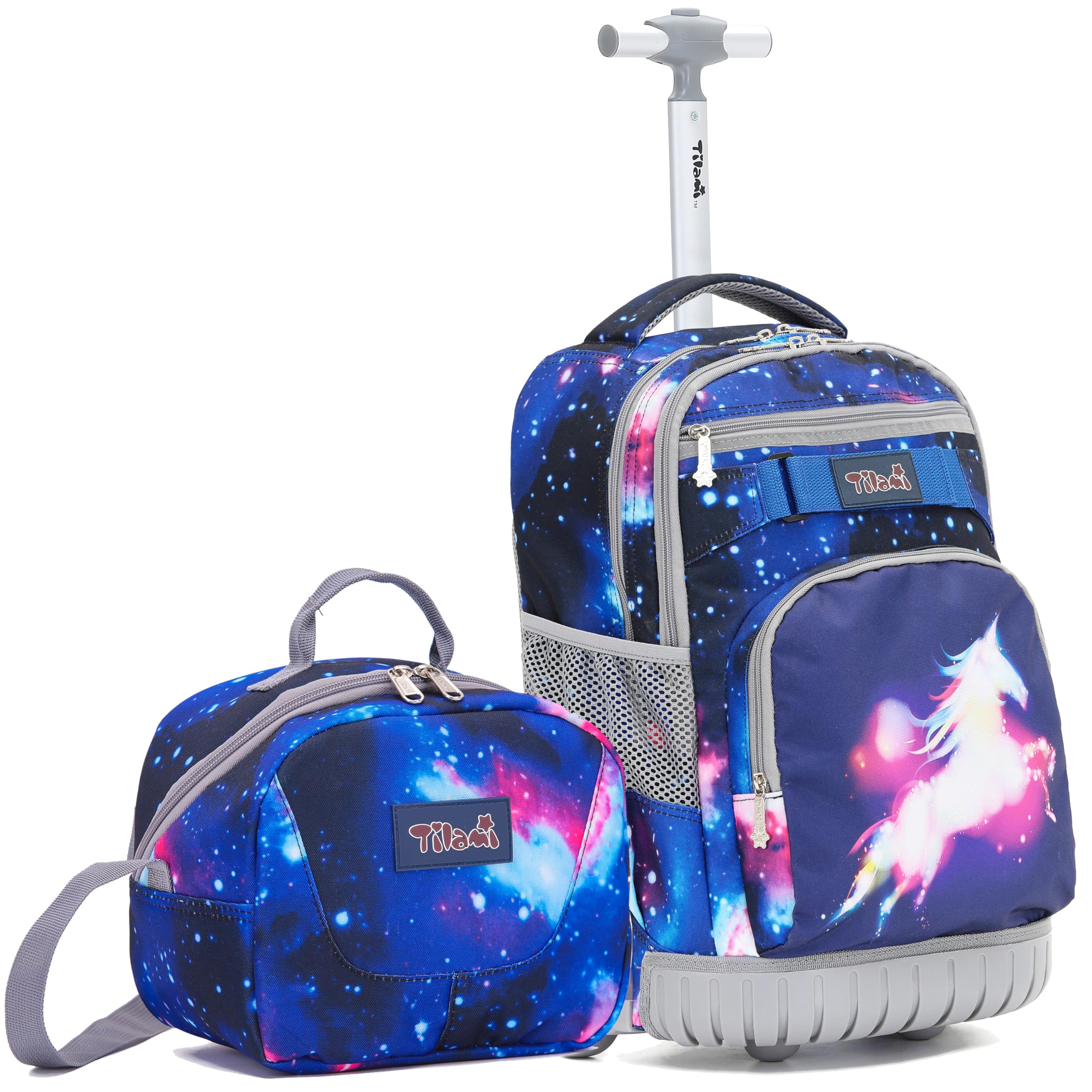 TILAMI 18 Inch Rolling Backpack for Kids - Wheeled Laptop Backpack with Handle, Durable School Travel Backpack for Boys & Girls - Perfect for School, Airplane, and Daily Commute